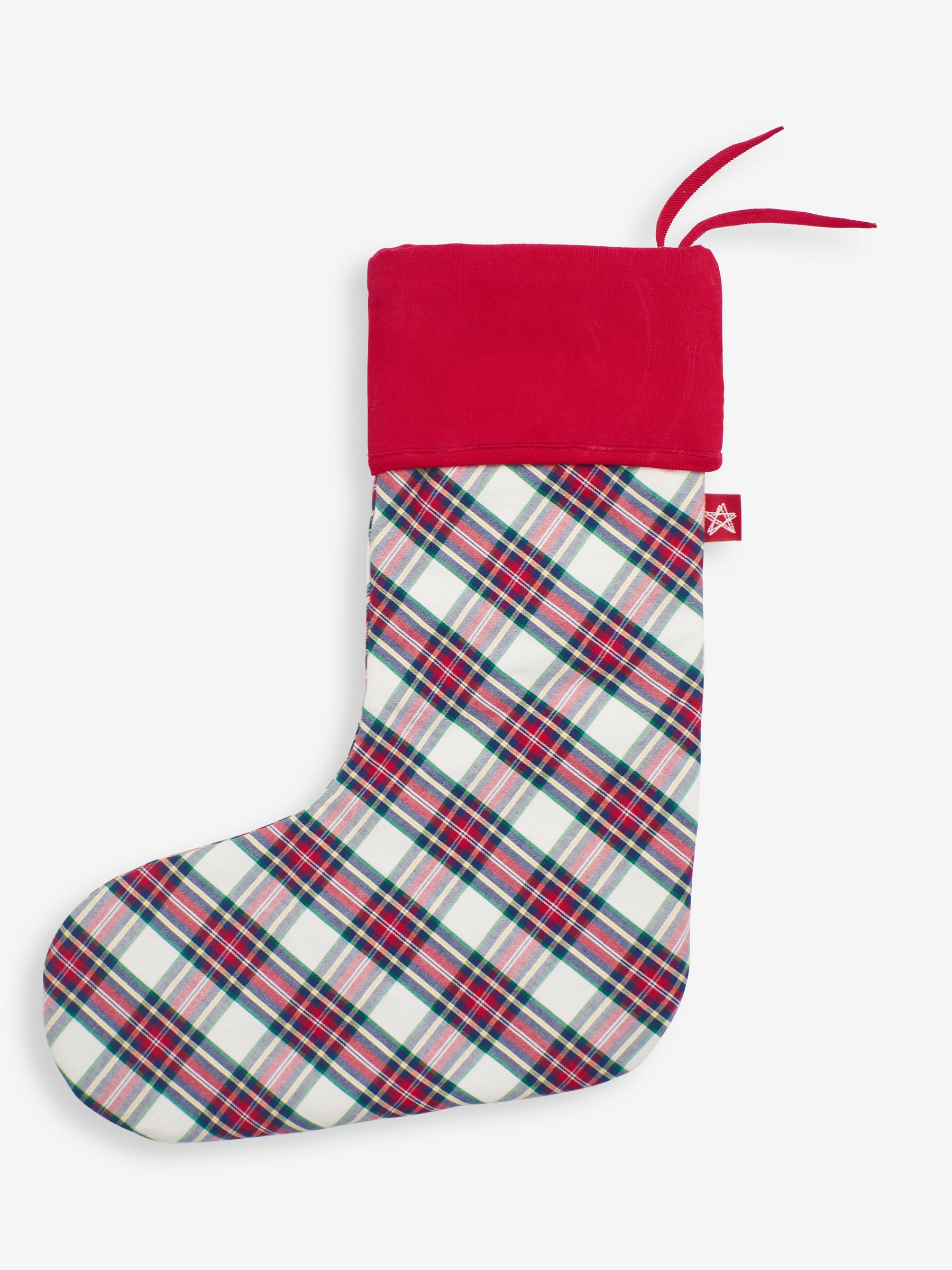 Check Tartan Stocking in Cream & Red - Image 1 of 2