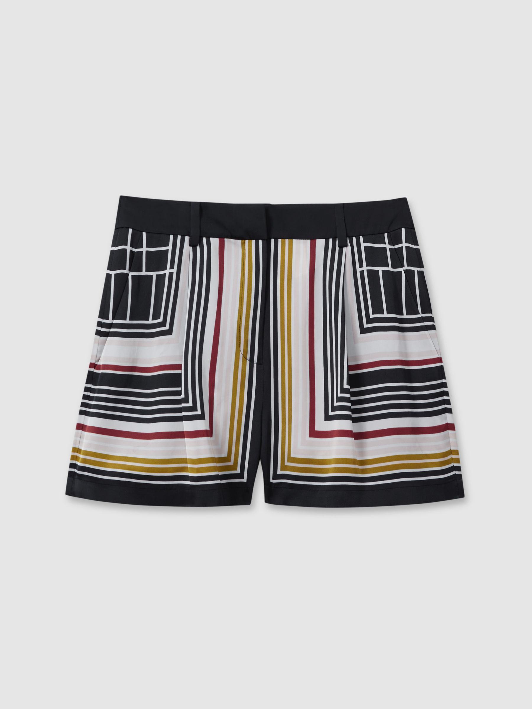 Lilly Navy Print Satin Striped Shorts - Image 2 of 6