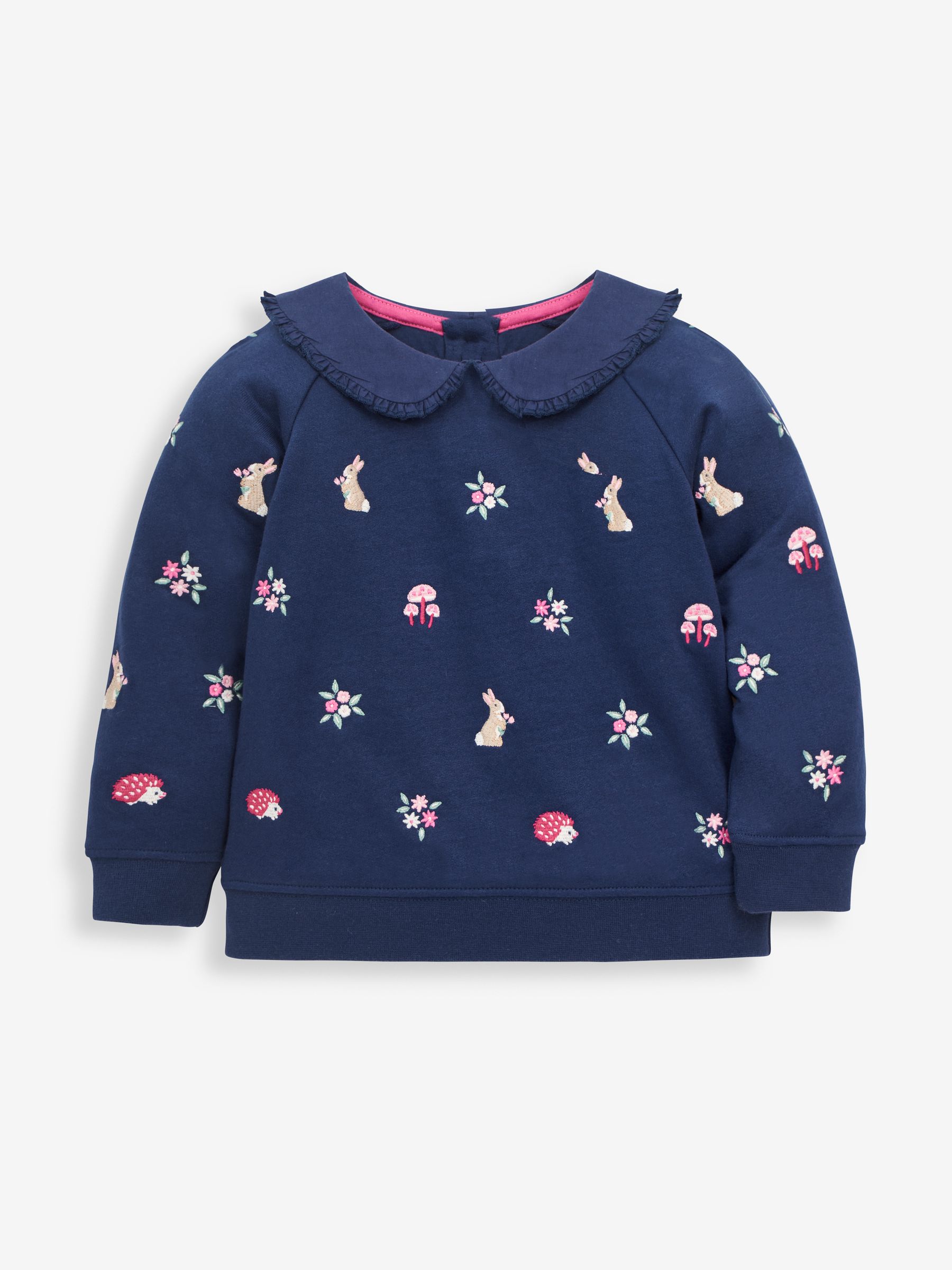Navy Bunny Embroidered Sweatshirt with Collar - Image 2 of 3