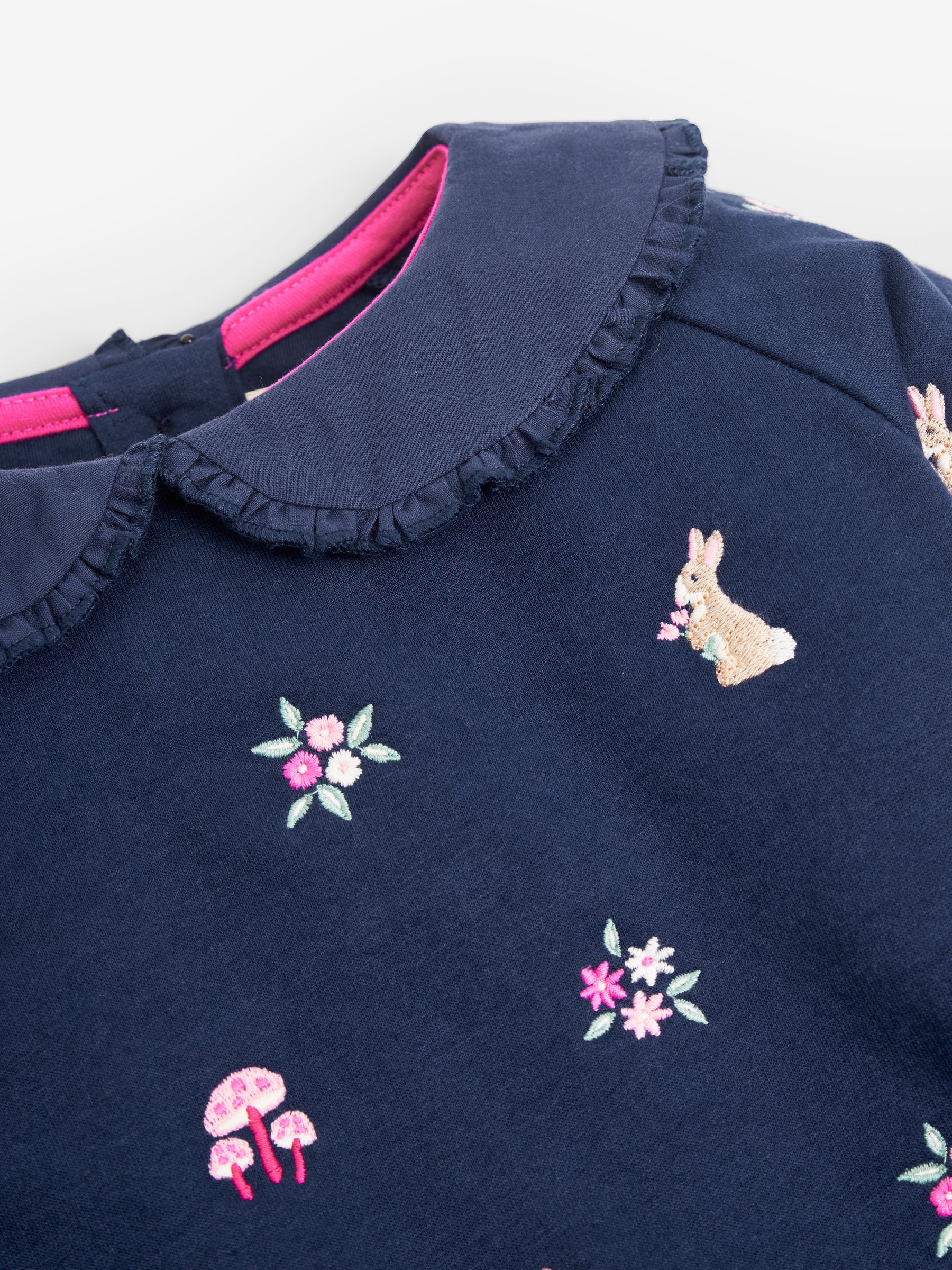 Navy Bunny Embroidered Sweatshirt with Collar - Image 3 of 3