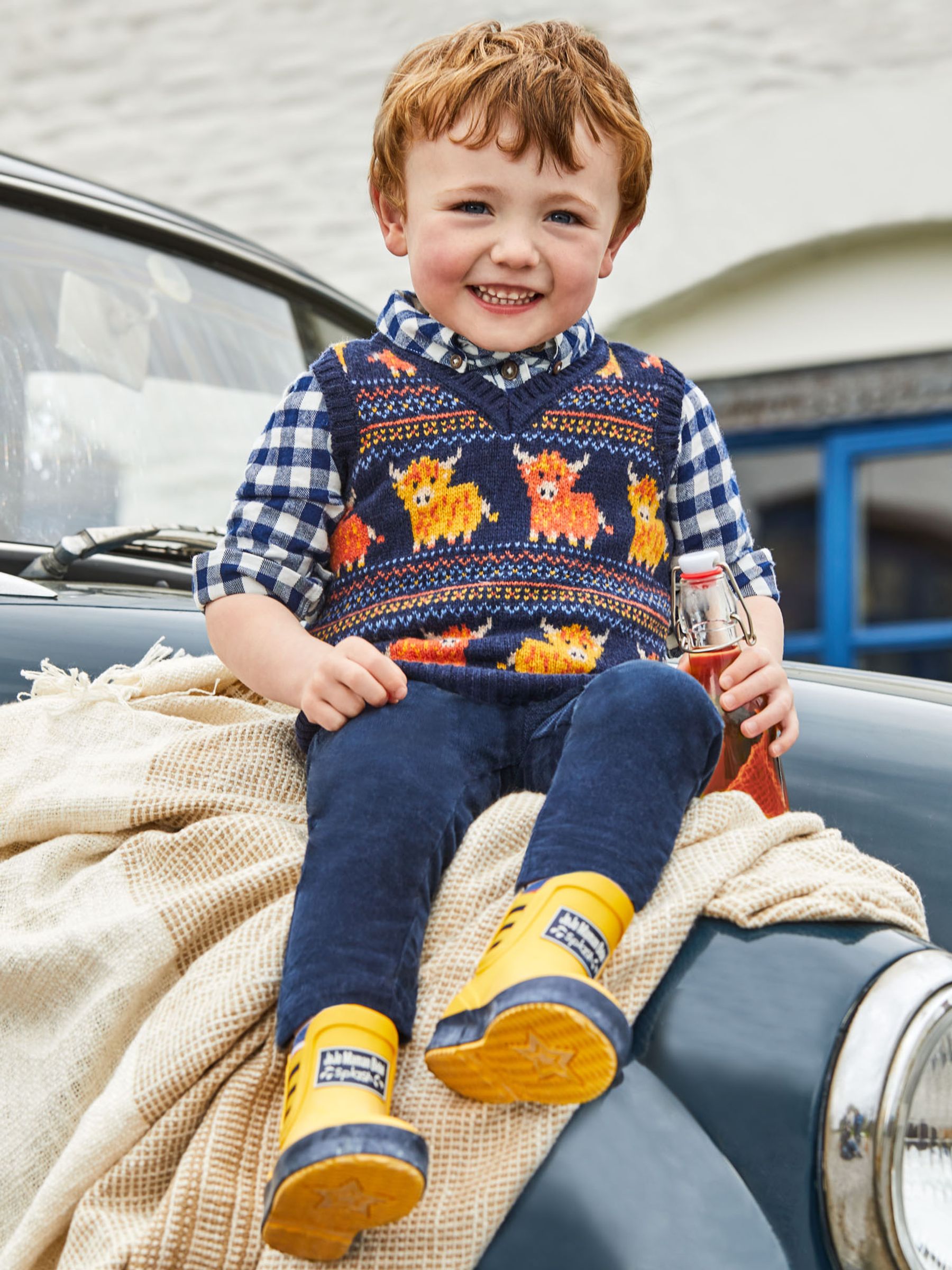 Navy Highland Cow Fairisle Pattern Tank Top - Image 2 of 4