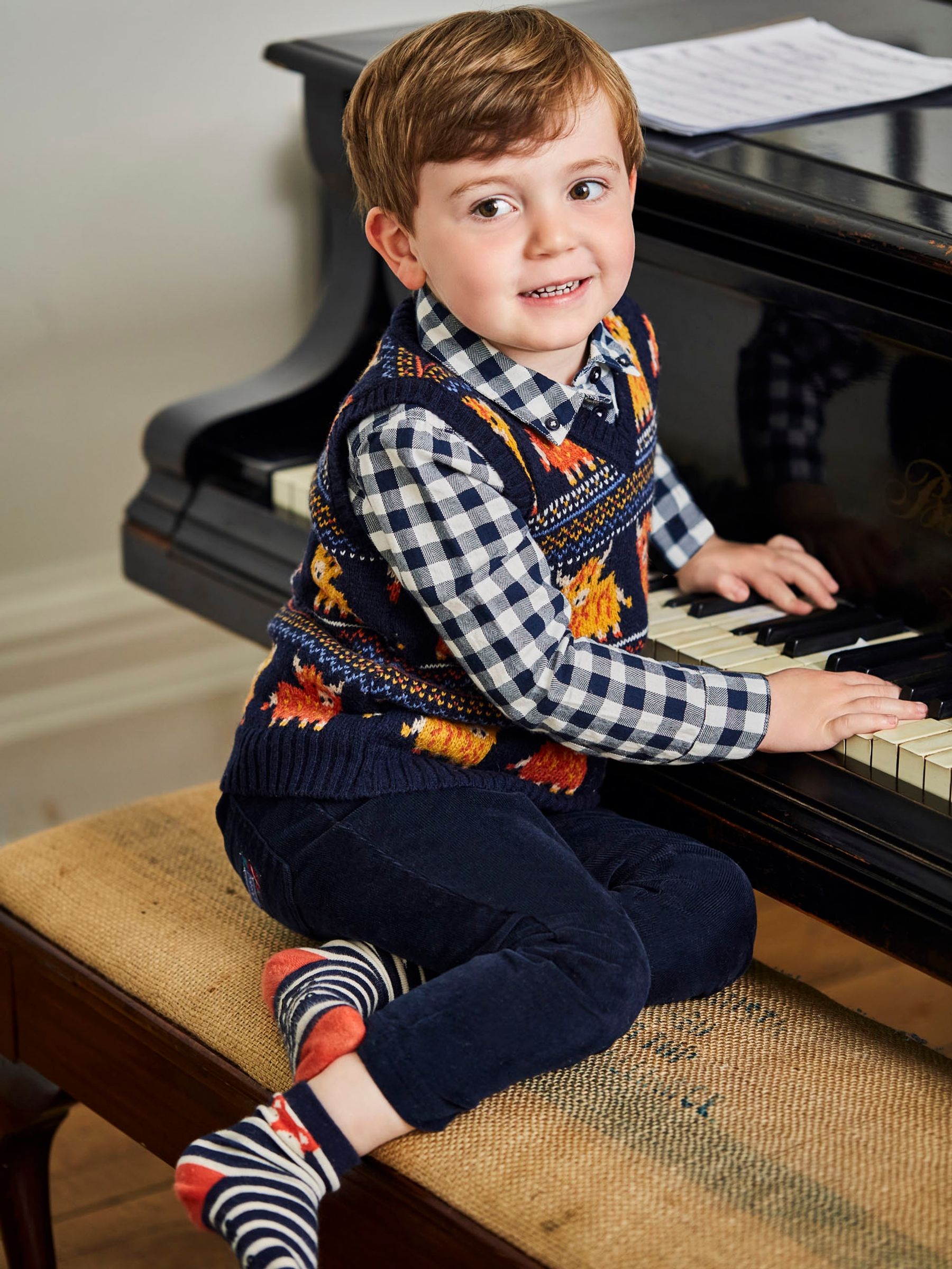 Navy Highland Cow Fairisle Pattern Tank Top - Image 3 of 4