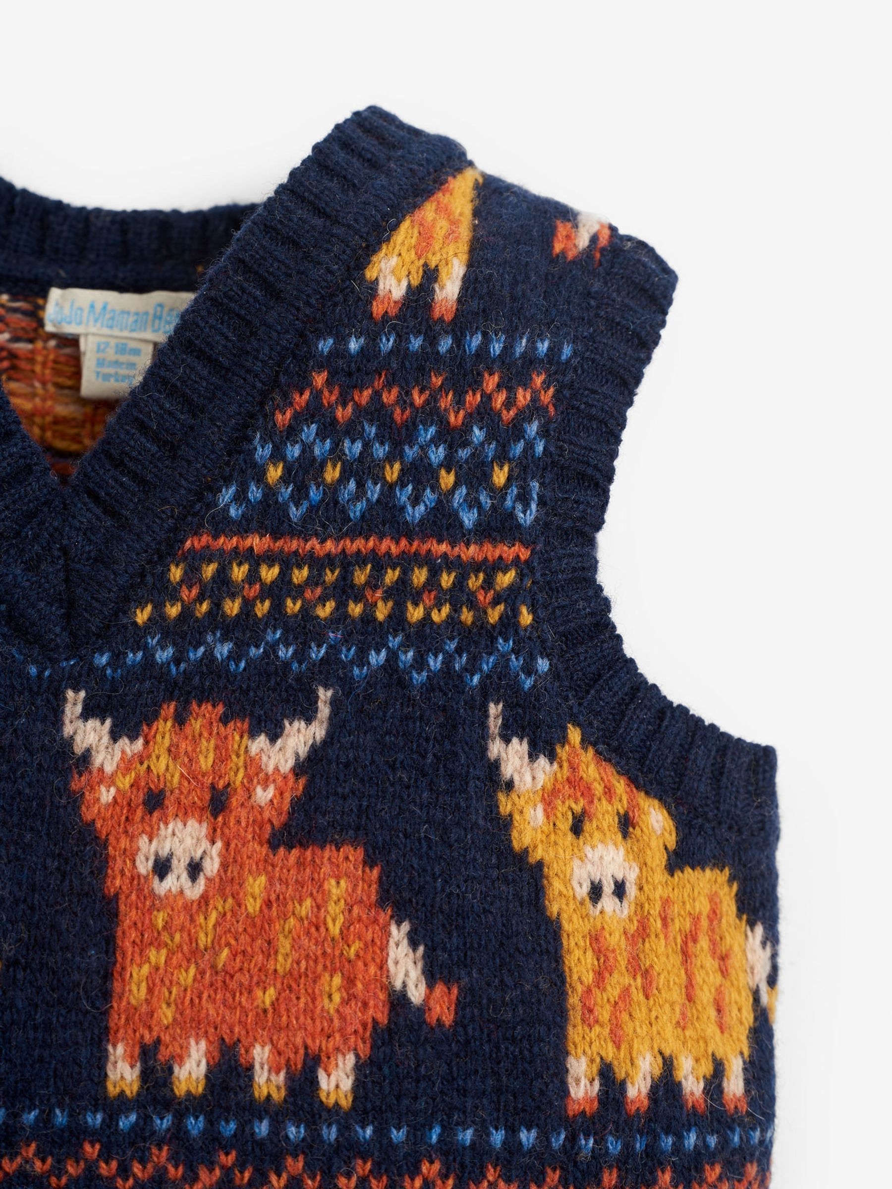 Navy Highland Cow Fairisle Pattern Tank Top - Image 4 of 4