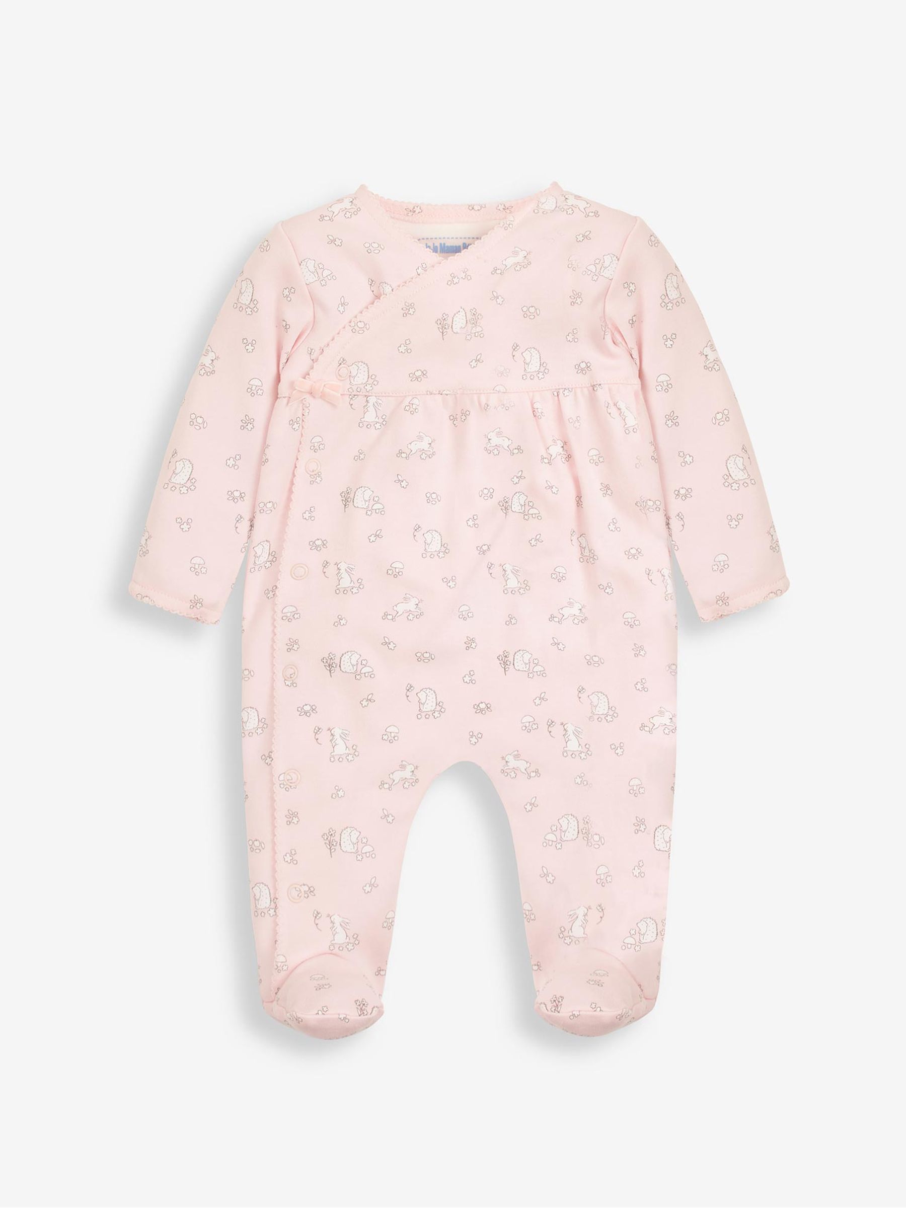 Pink Bunny Pretty Cotton Baby Sleepsuit - Image 3 of 4