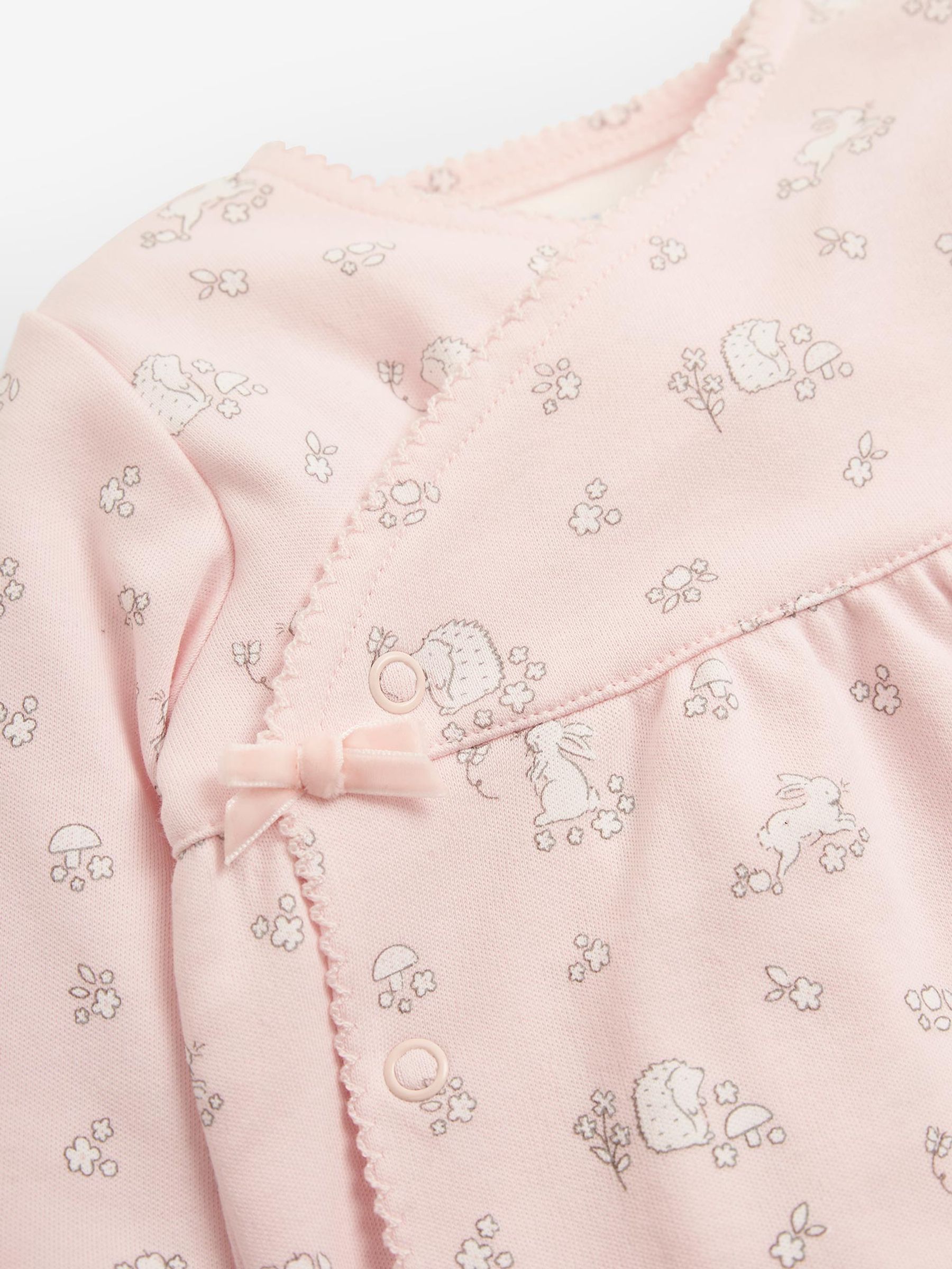 Pink Bunny Pretty Cotton Baby Sleepsuit - Image 4 of 4