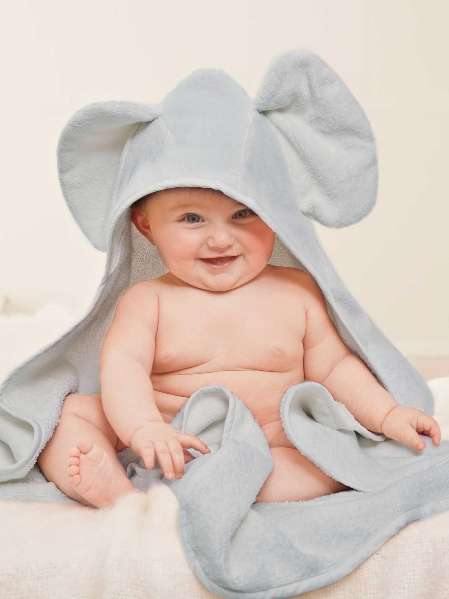 Elephant Hooded Towel in Grey - Image 2 of 3