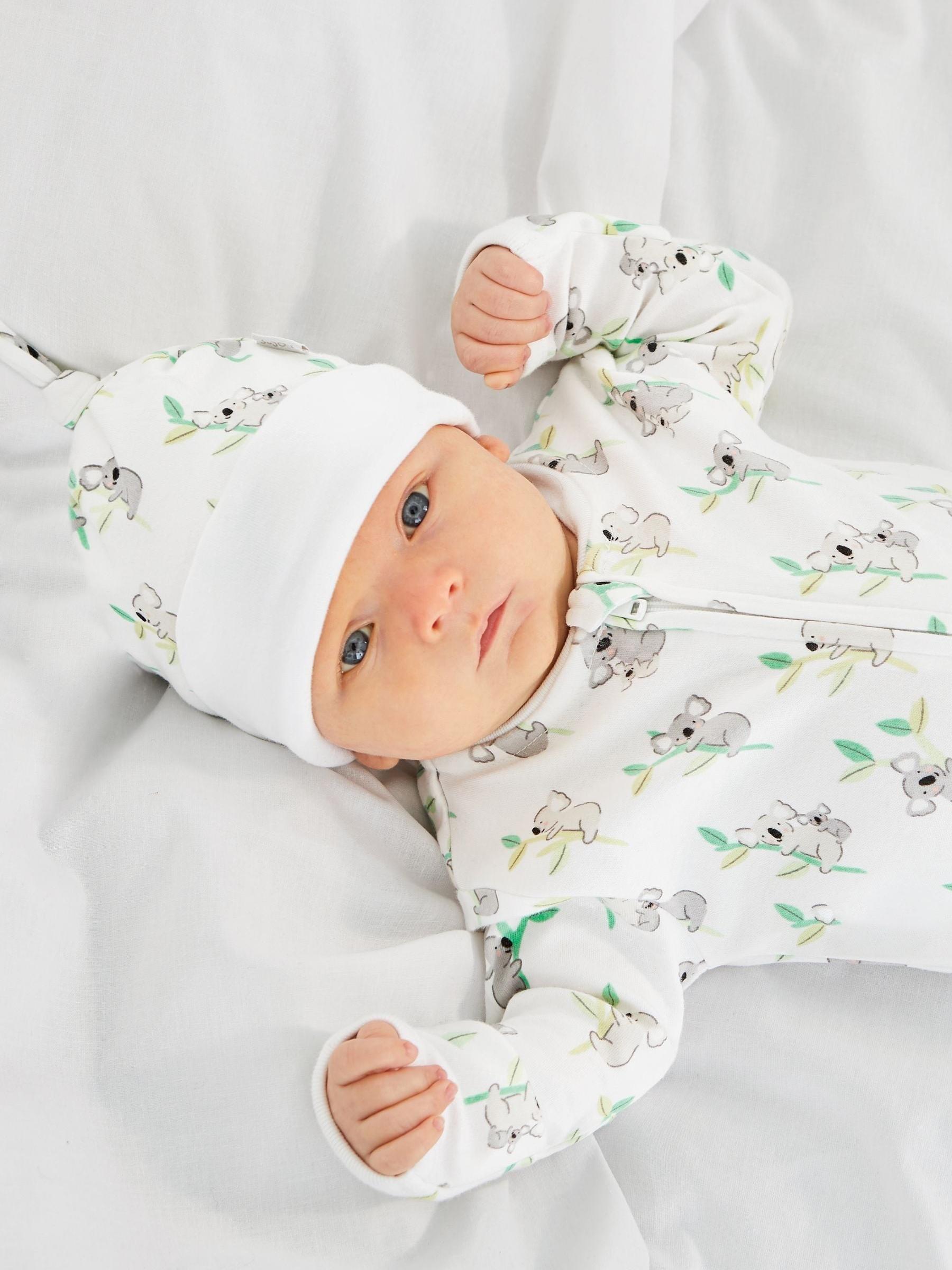 White Koala Print Cotton Baby Hat - Image 1 of 4