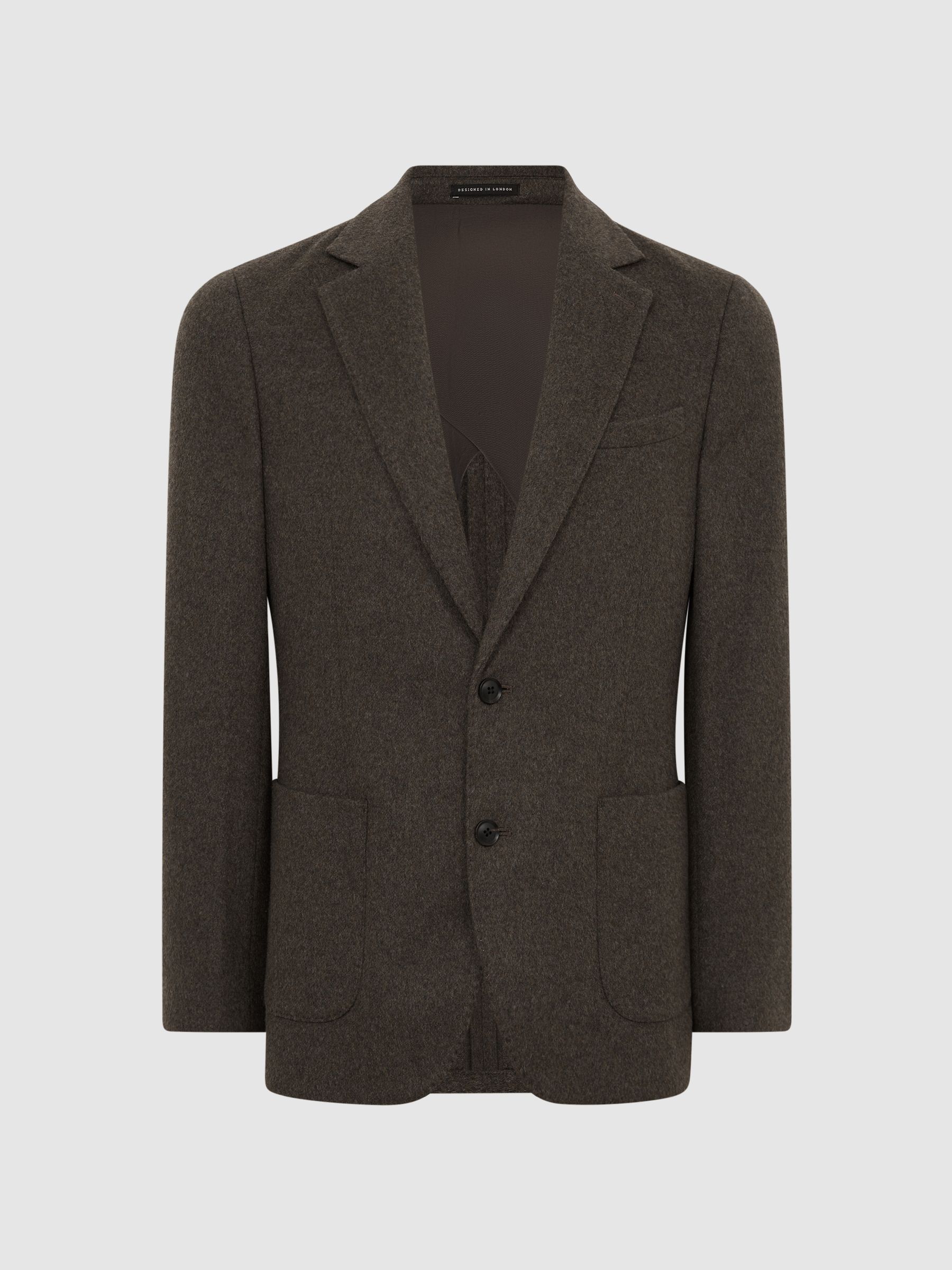 Single Breasted Slim Fit Flannel Blazer in Mouse Melange - Image 2 of 8