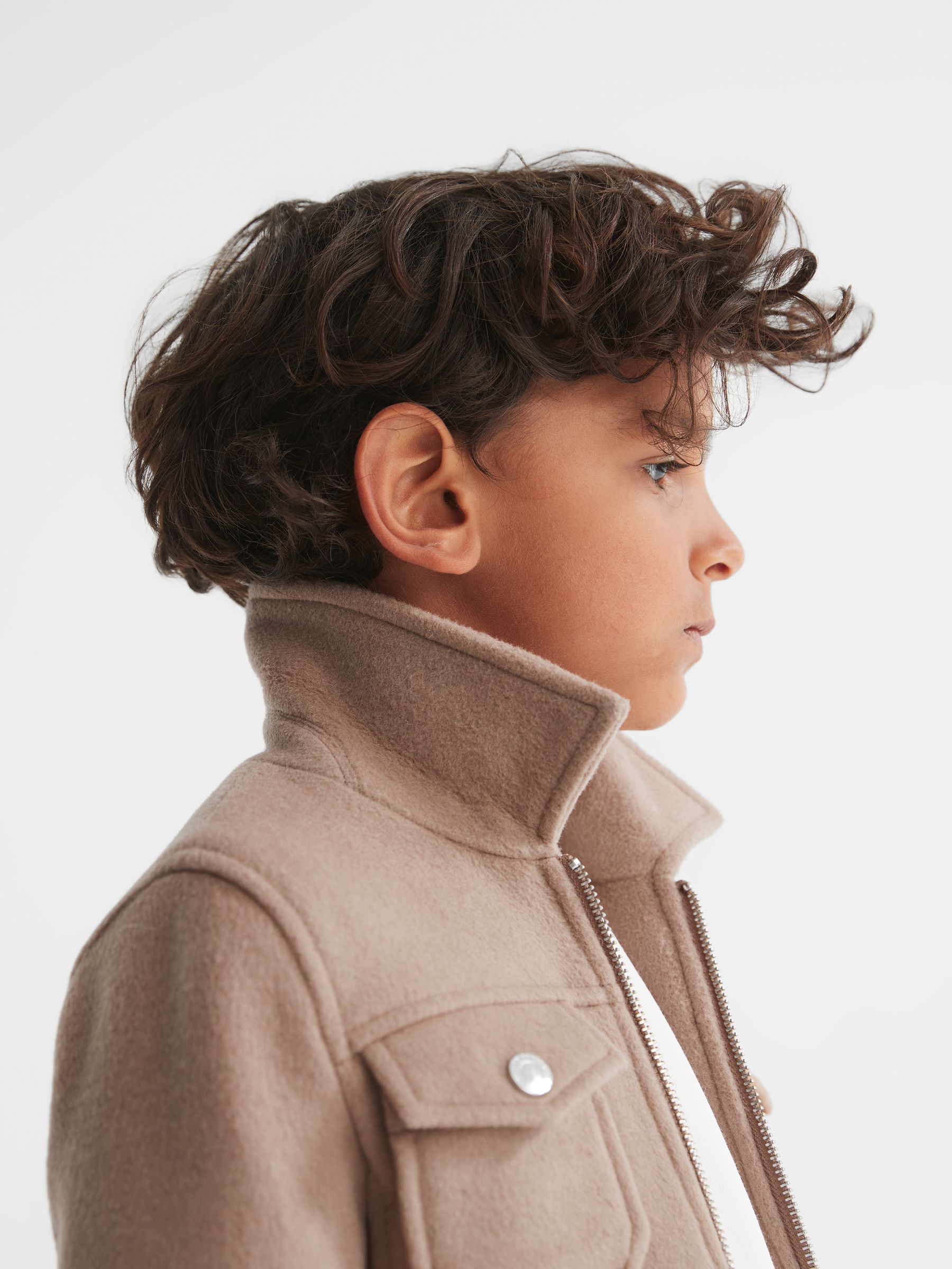 Senior Wool Trucker Jacket in Camel - Image 4 of 7