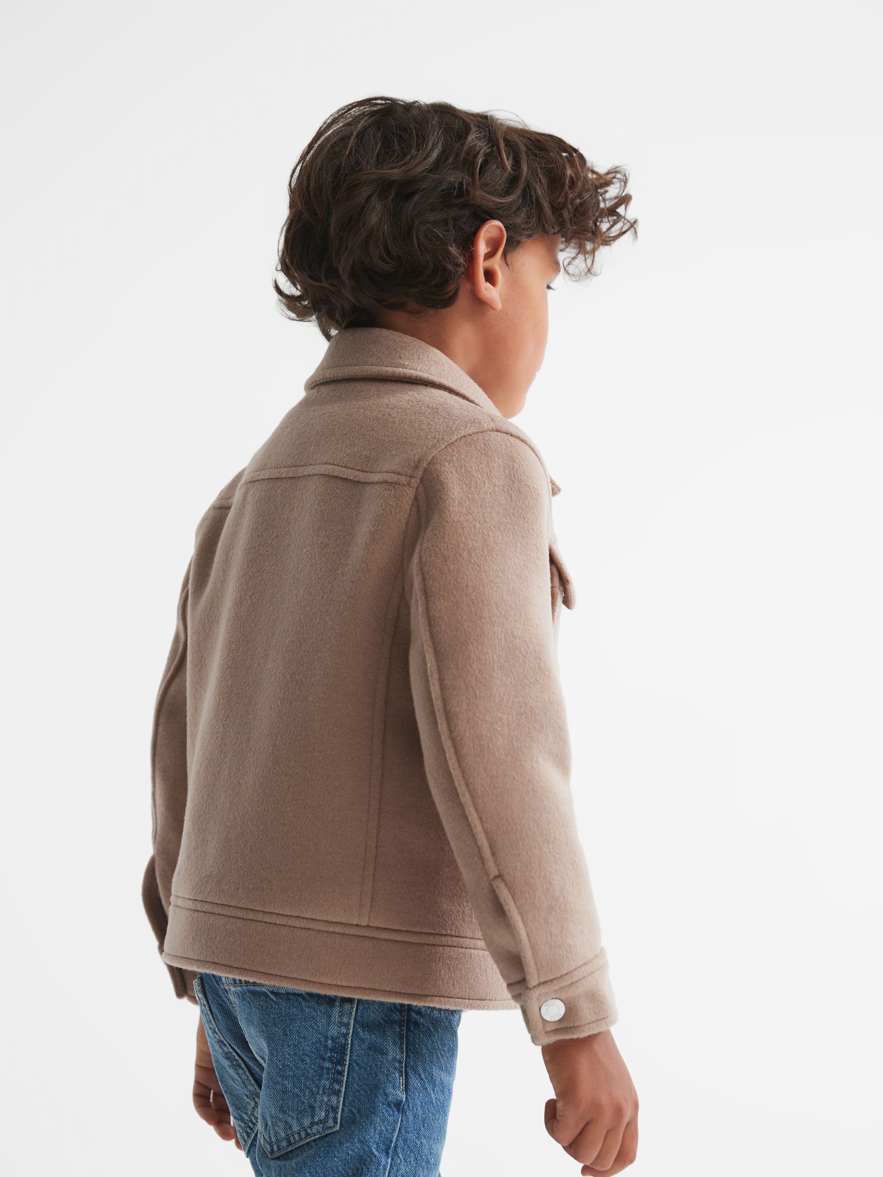 Senior Wool Trucker Jacket in Camel - Image 6 of 7