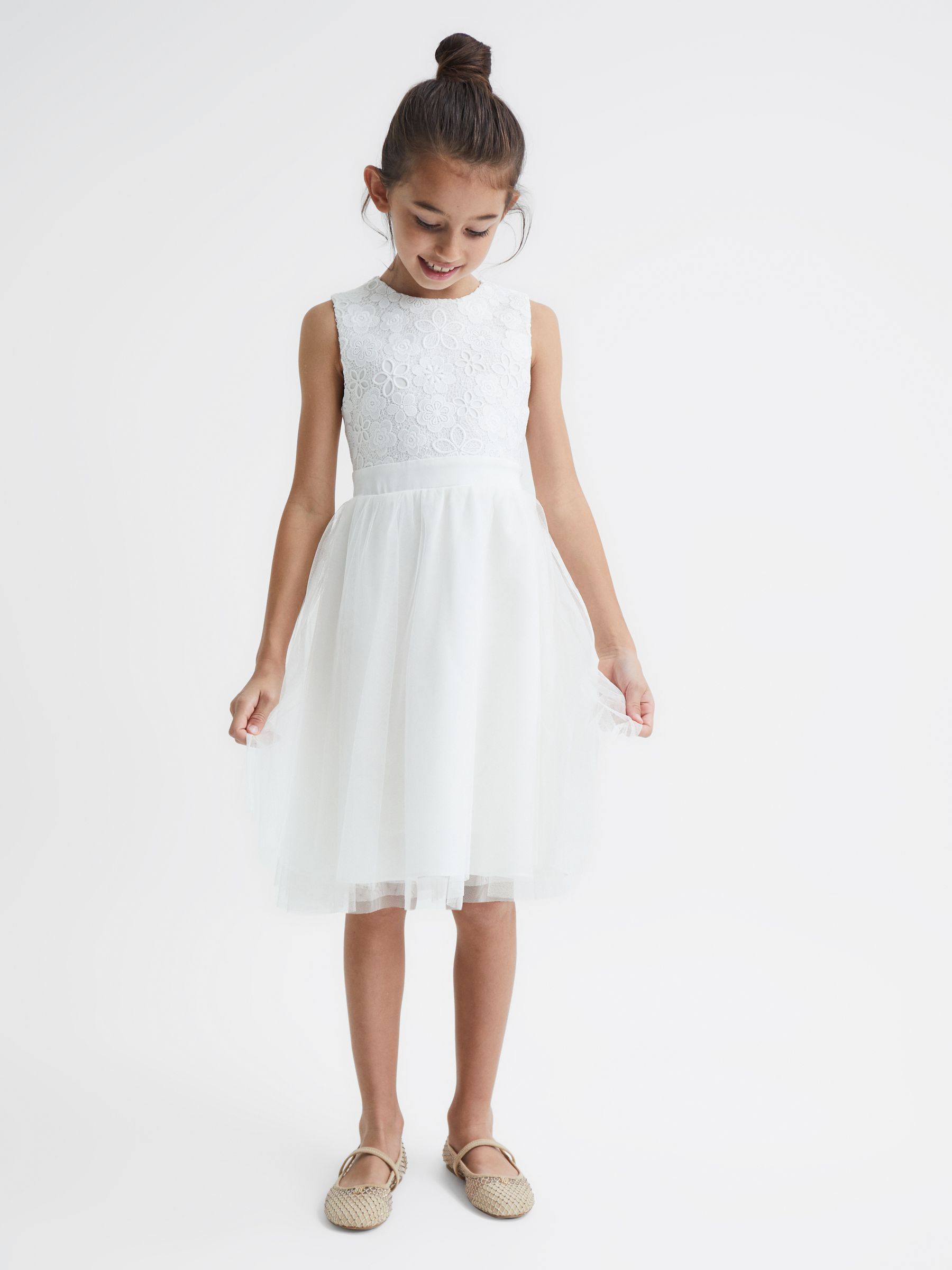 Senior Lace Tulle Occasion Dress in Ivory - Image 1 of 6