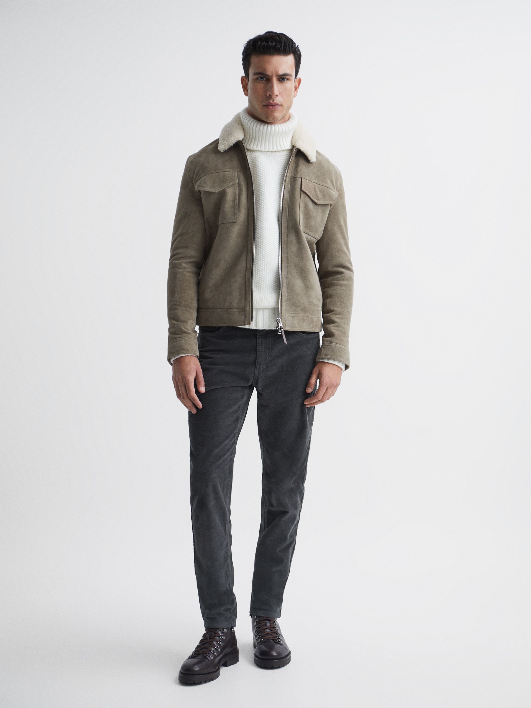 Slim Fit Fine Cord Jeans in Steel Grey - Image 6 of 6