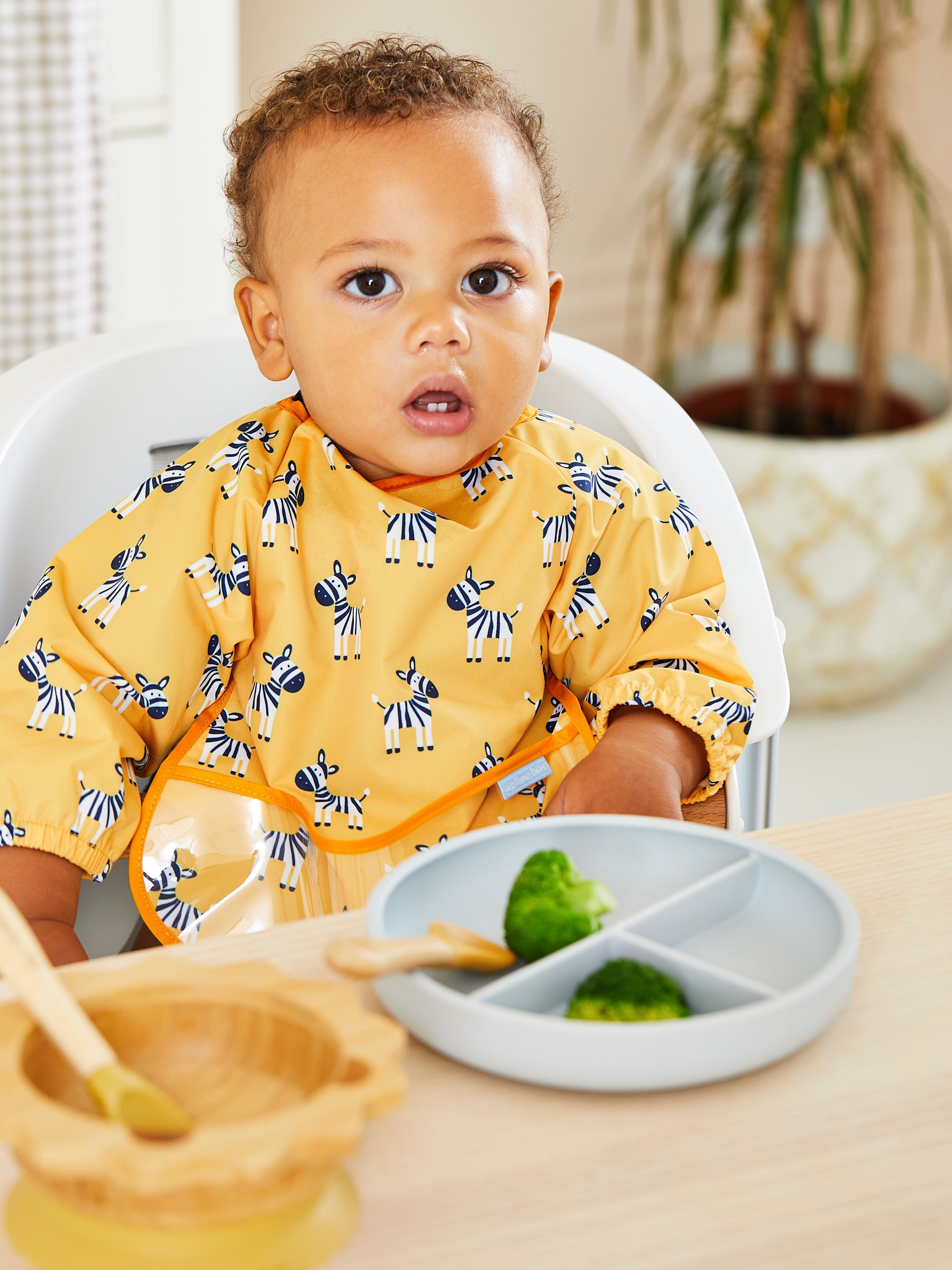 Mustard Yellow Zebra Deluxe Sleeved Bib - Image 2 of 3