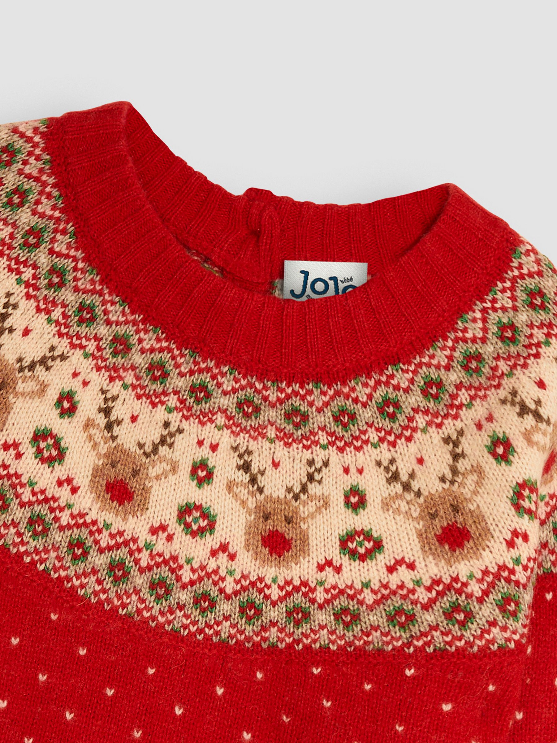 Red Knitted Christmas Reindeer Fairisle Pattern Jumper - Image 2 of 4