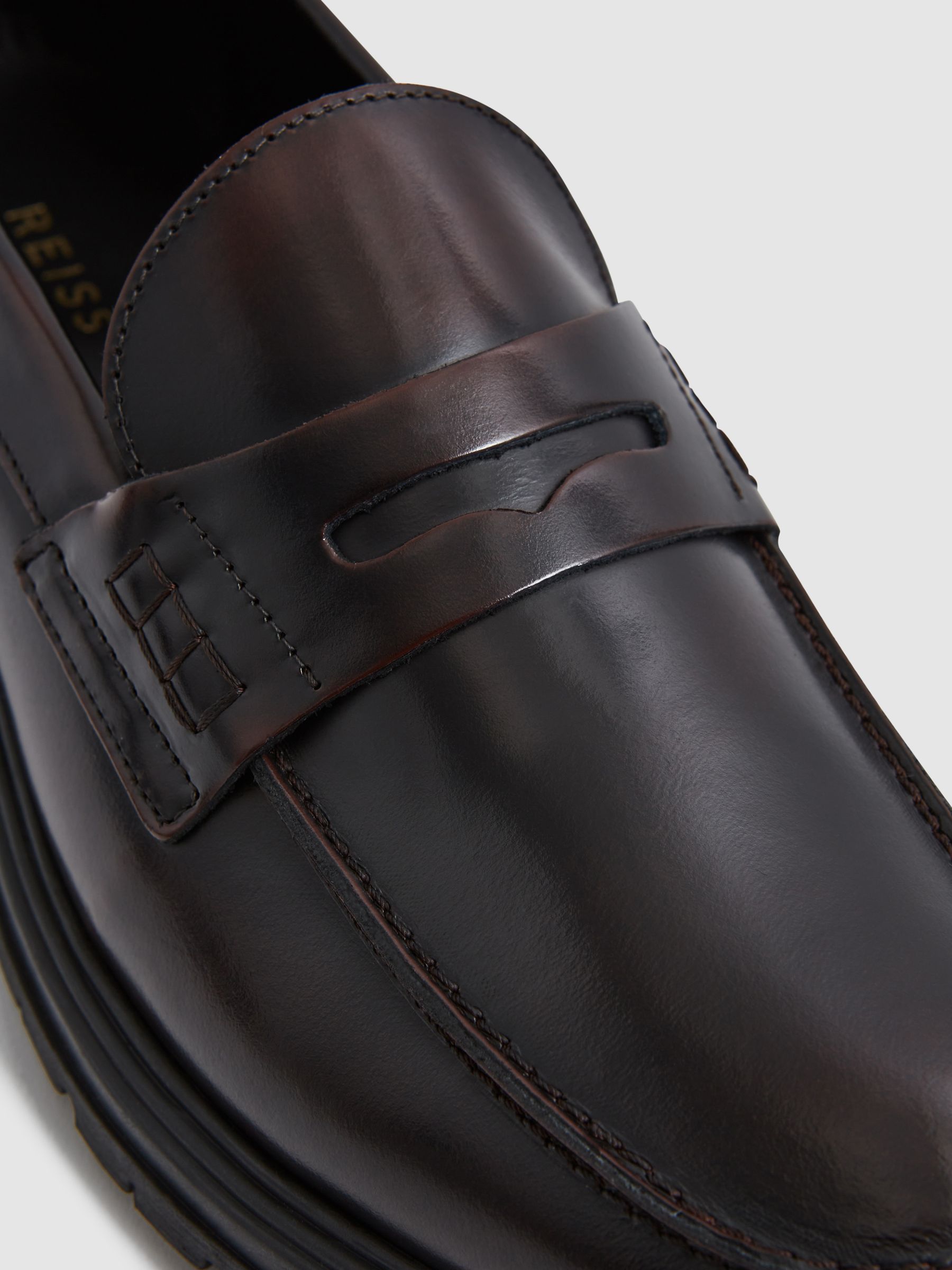 Casual Leather Loafers in Bordeaux - Image 5 of 6