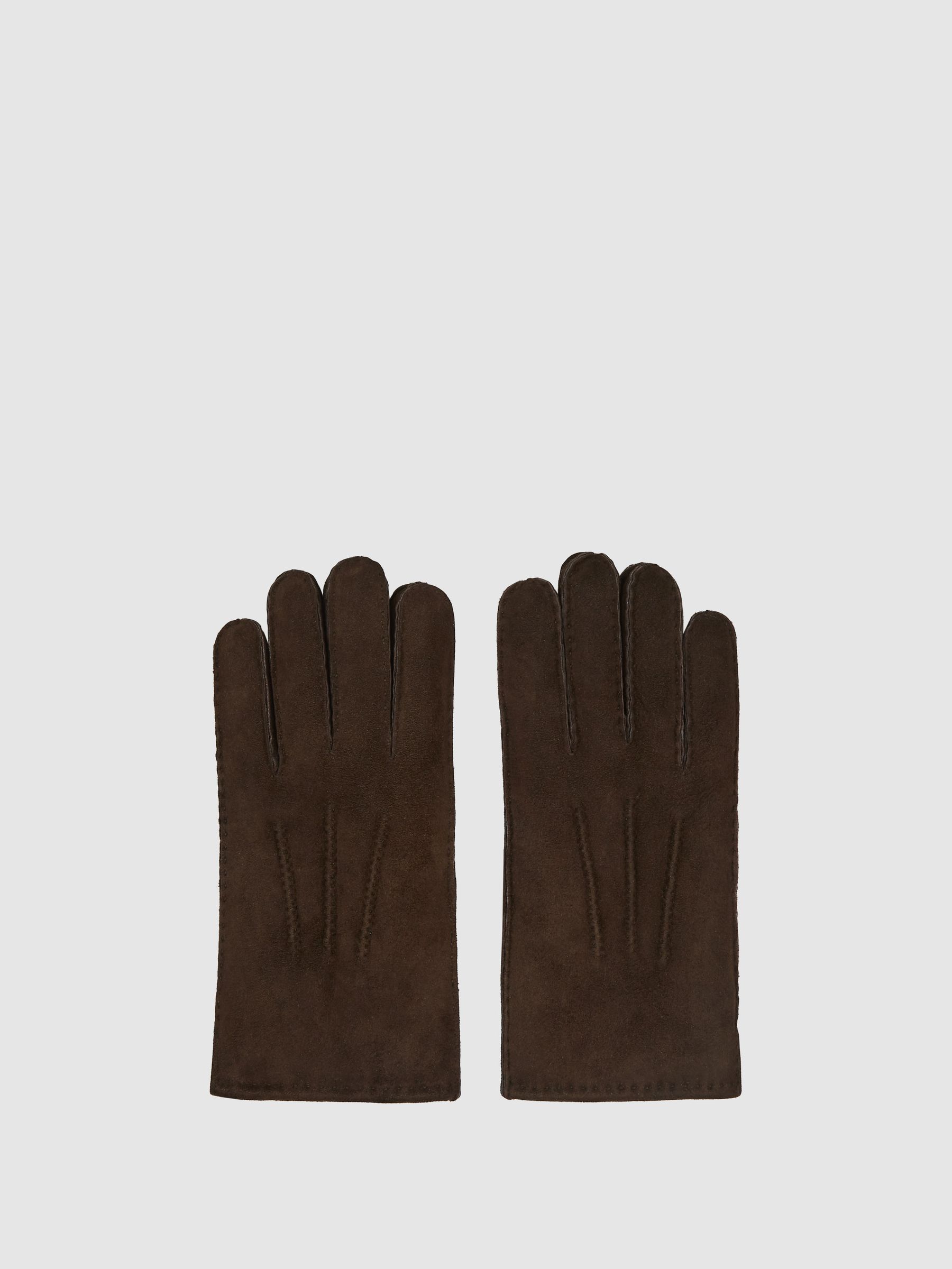 Shearling Gloves in Chocolate - Image 1 of 4