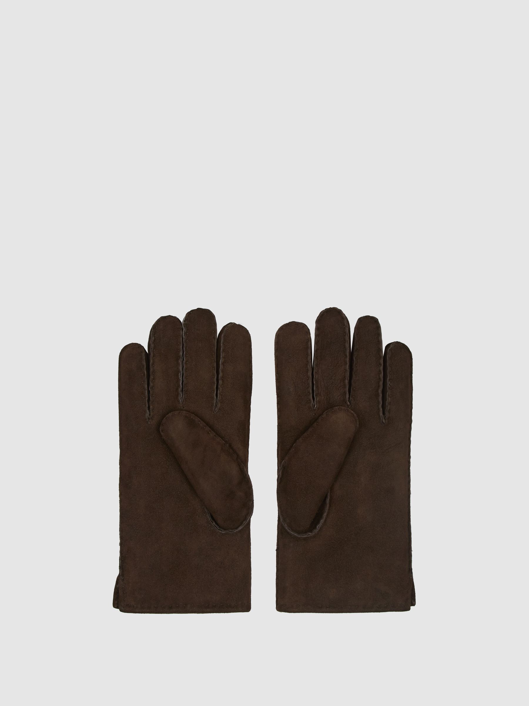 Shearling Gloves in Chocolate - Image 4 of 4