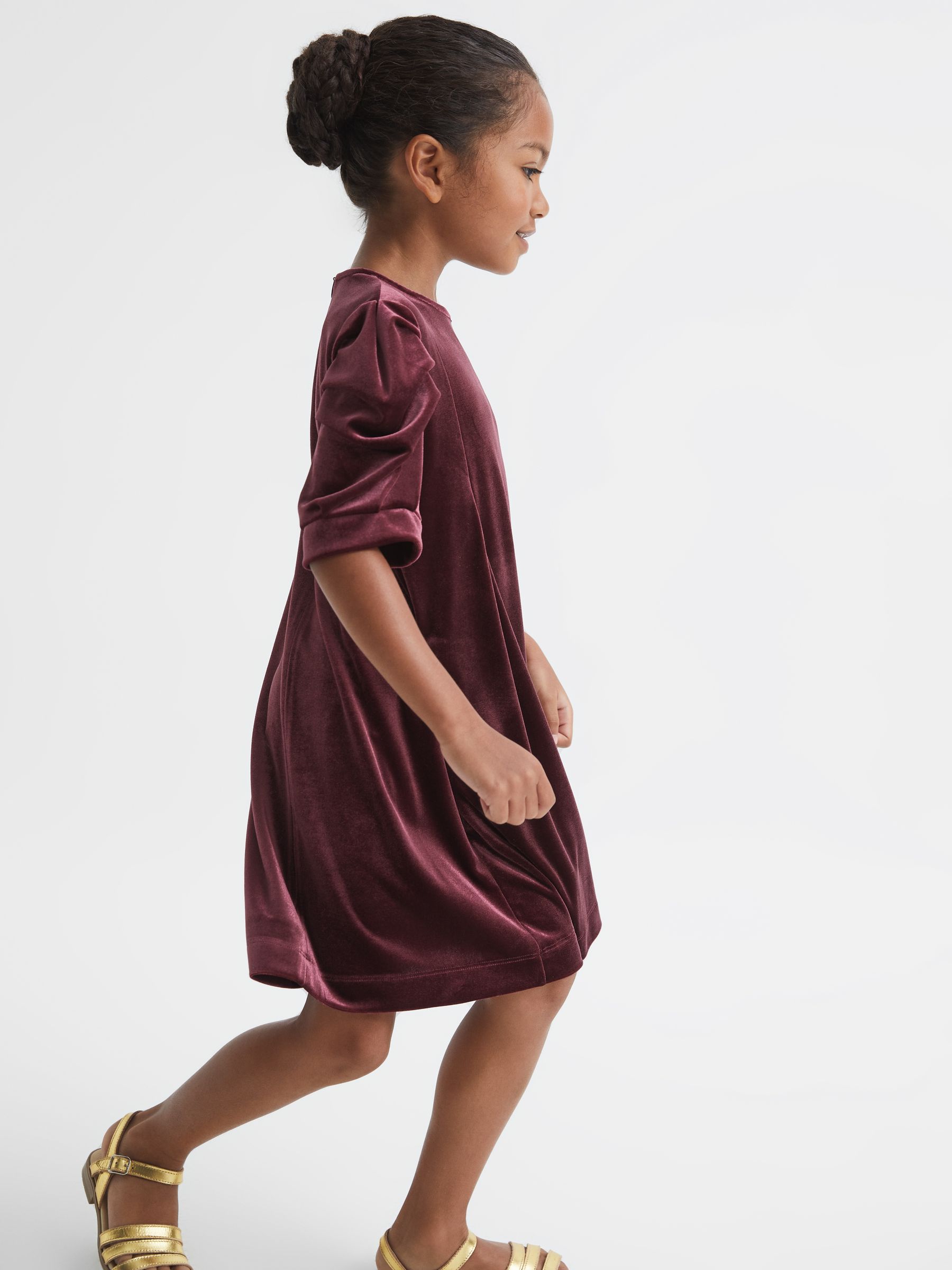 9-12 yrs Velvet Dress in Berry - Image 3 of 6