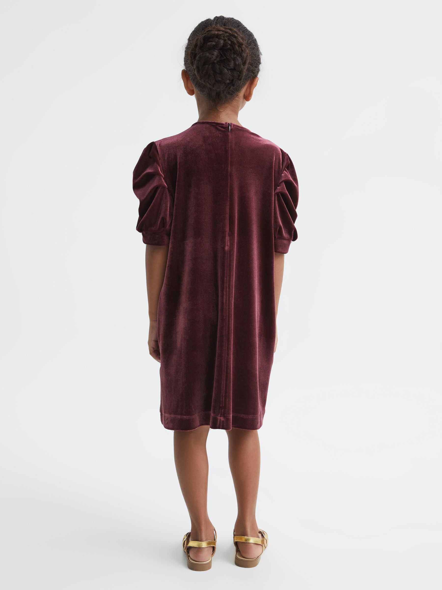 9-12 yrs Velvet Dress in Berry - Image 5 of 6