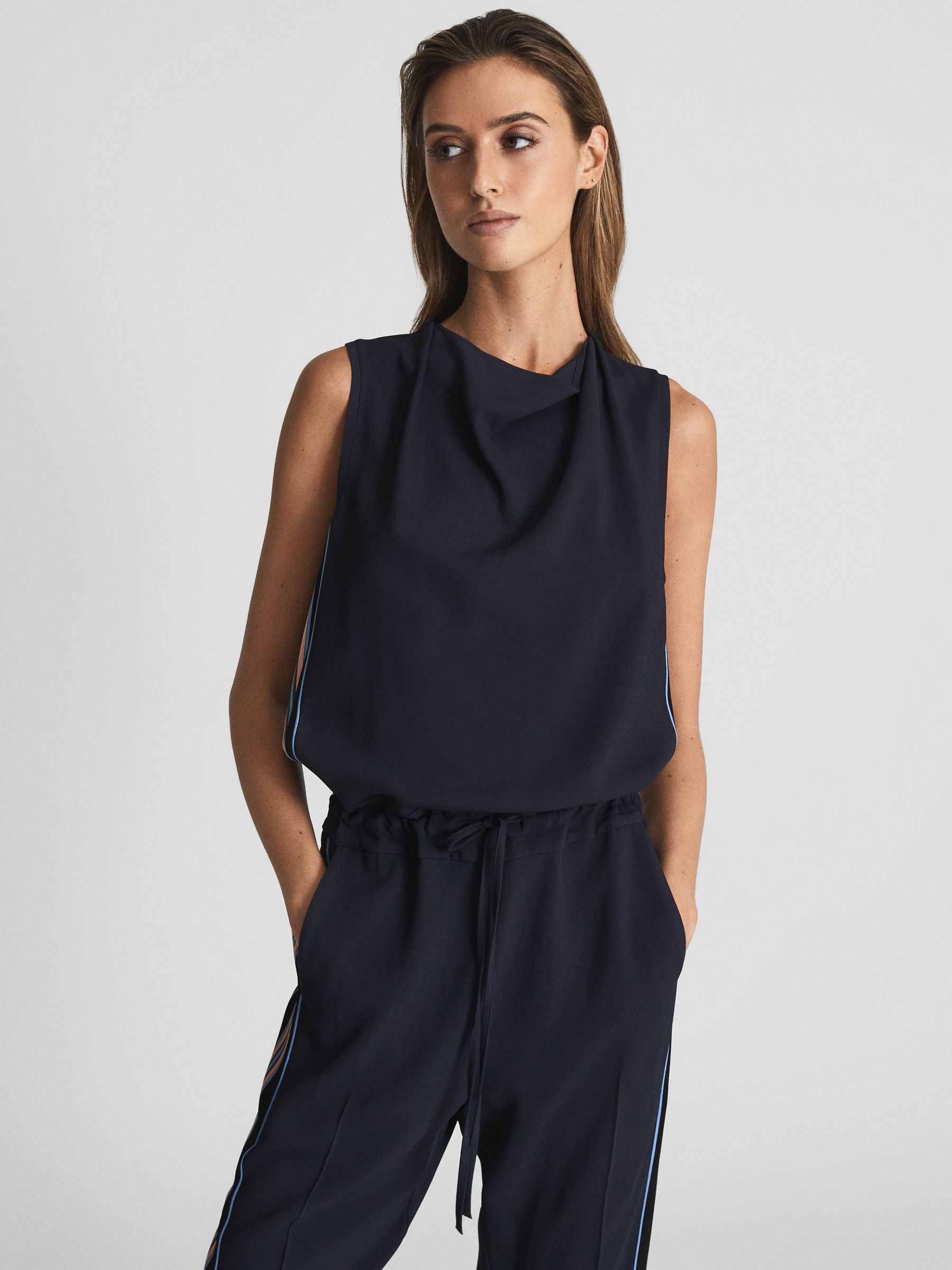Side Stripe Jumpsuit in Navy - Image 6 of 6