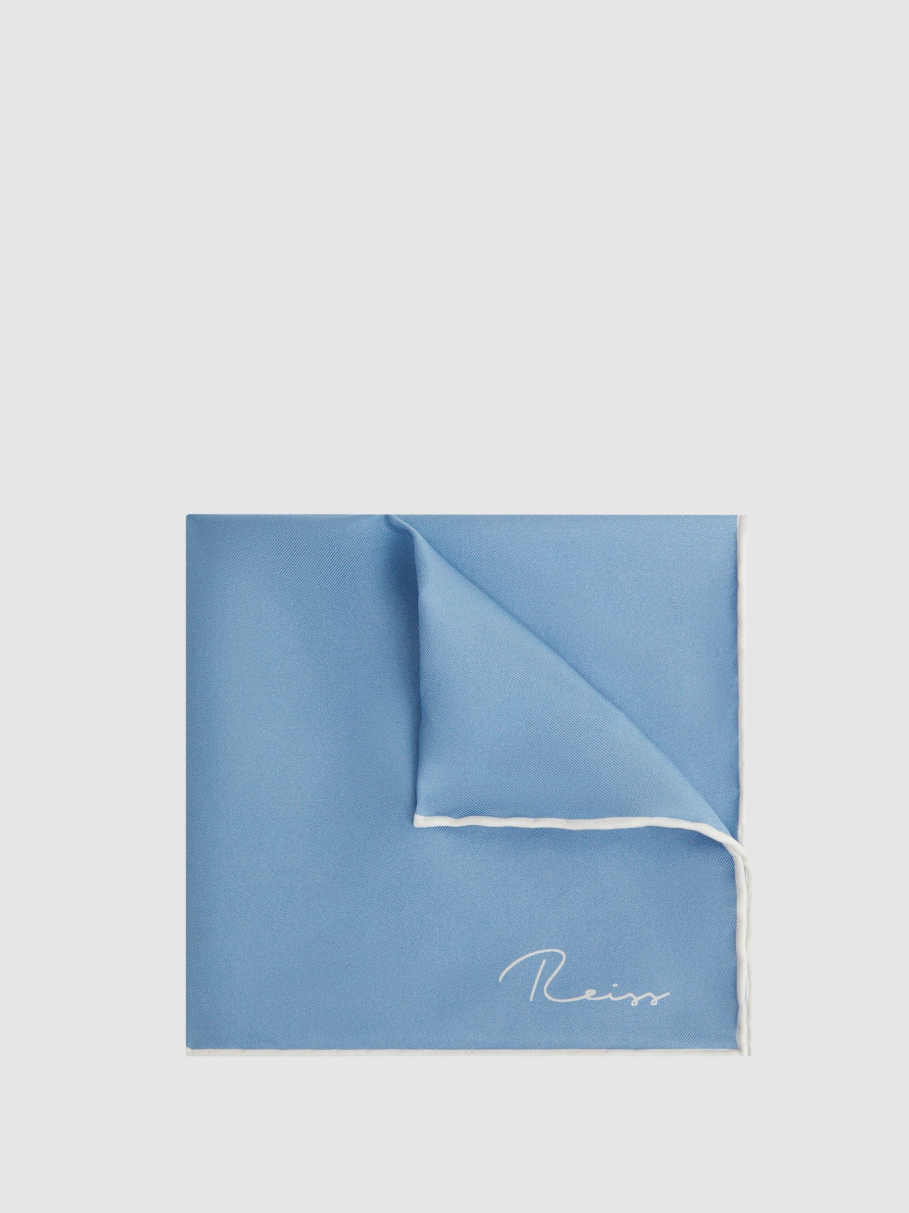 Plain Silk Pocket Square in Soft Blue - Image 1 of 5