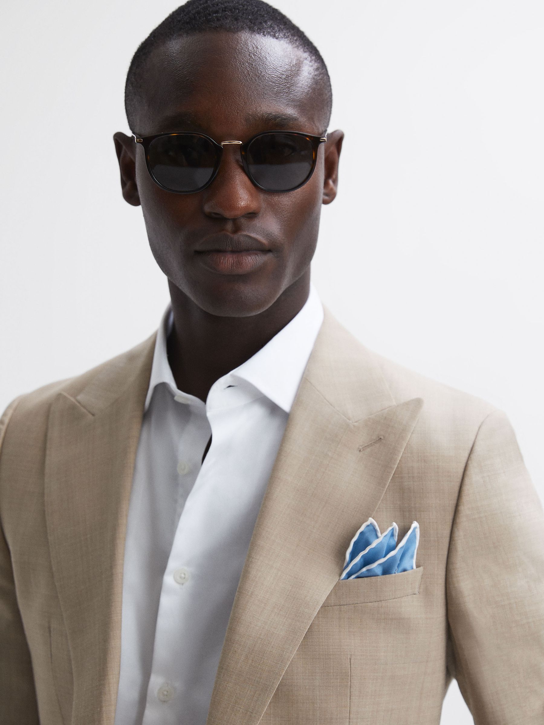 Plain Silk Pocket Square in Soft Blue - Image 2 of 5