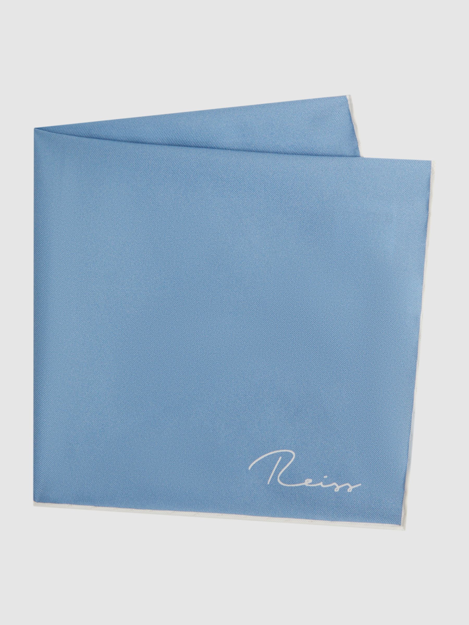 Plain Silk Pocket Square in Soft Blue - Image 3 of 5