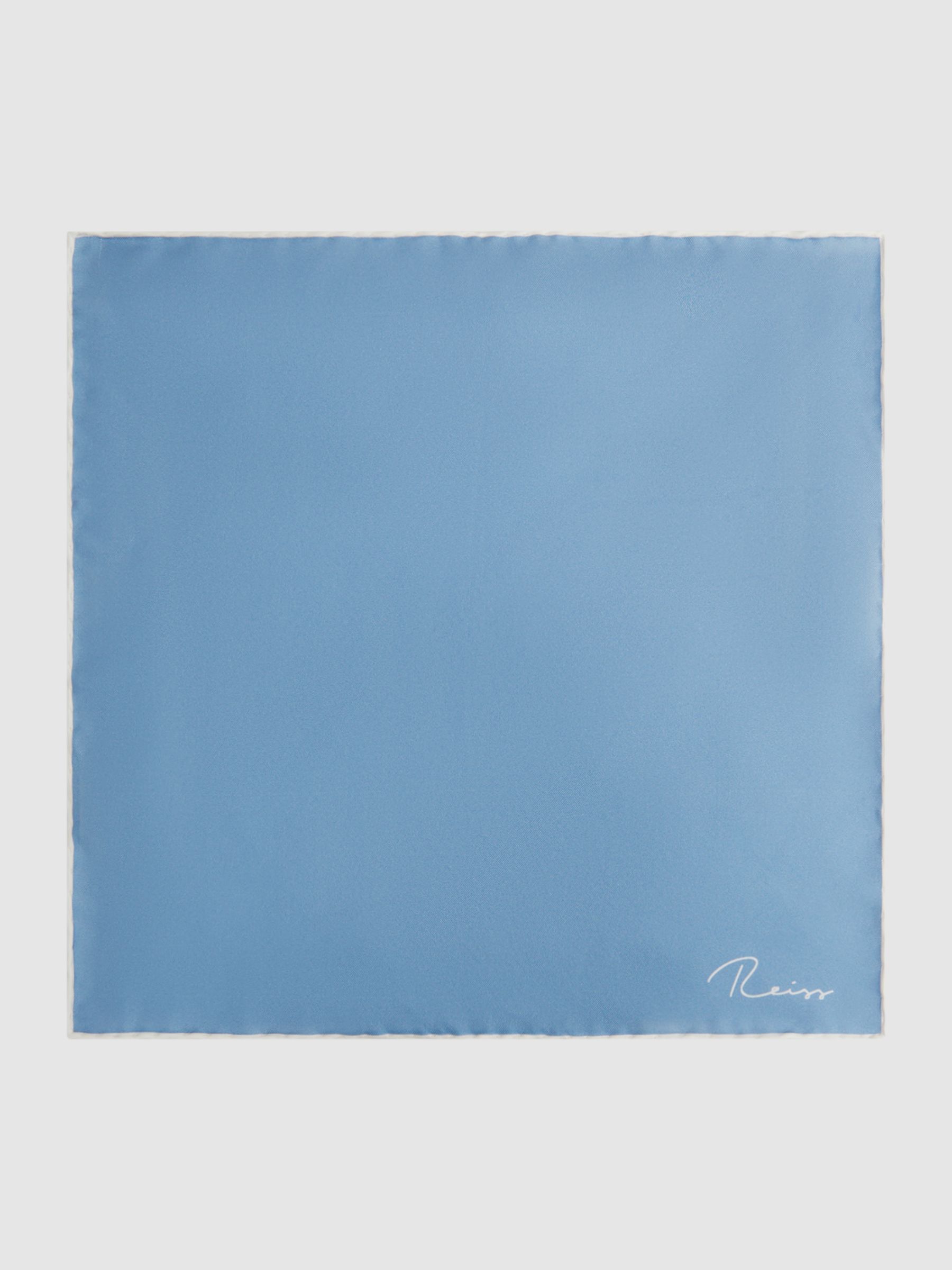 Plain Silk Pocket Square in Soft Blue - Image 4 of 5
