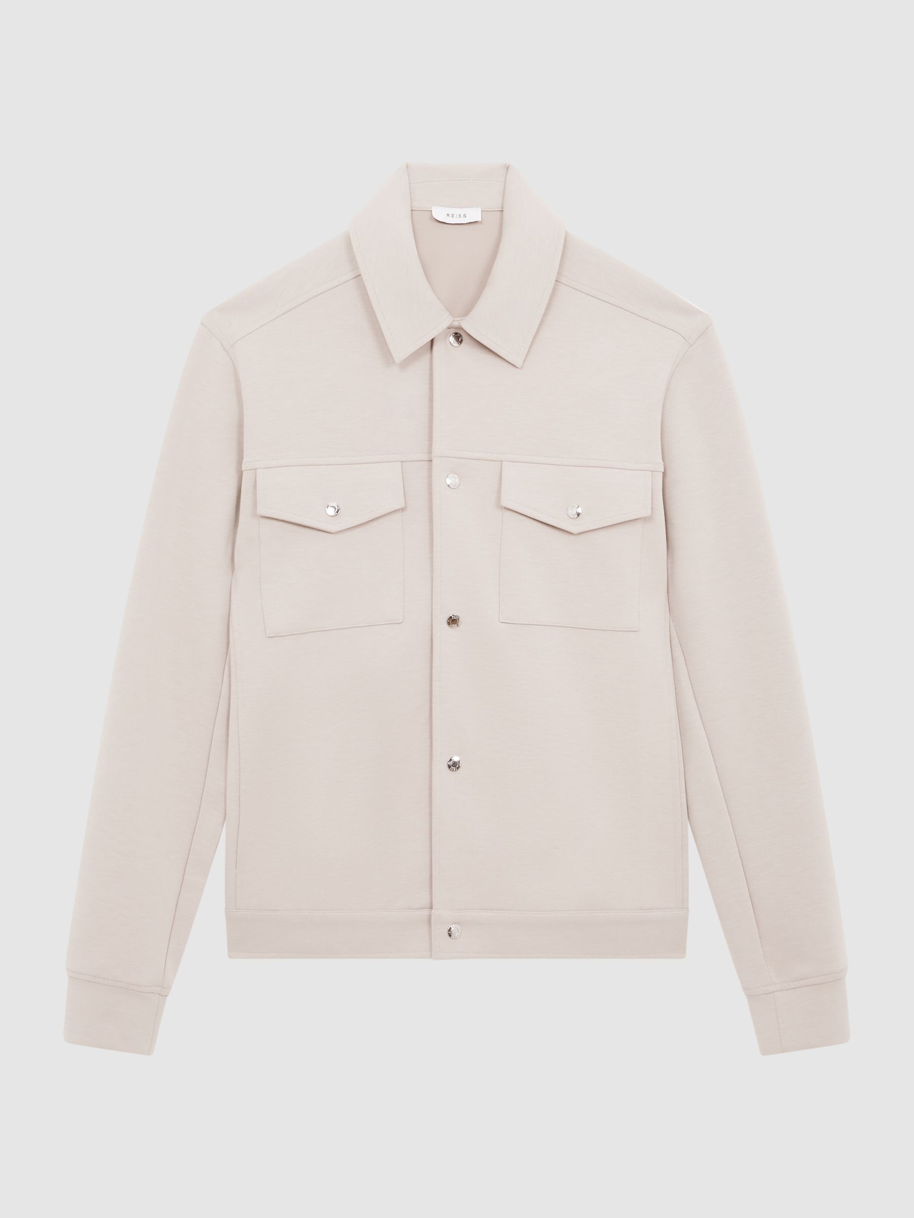 Jersey Interlock Overshirt in Oatmeal - Image 2 of 5