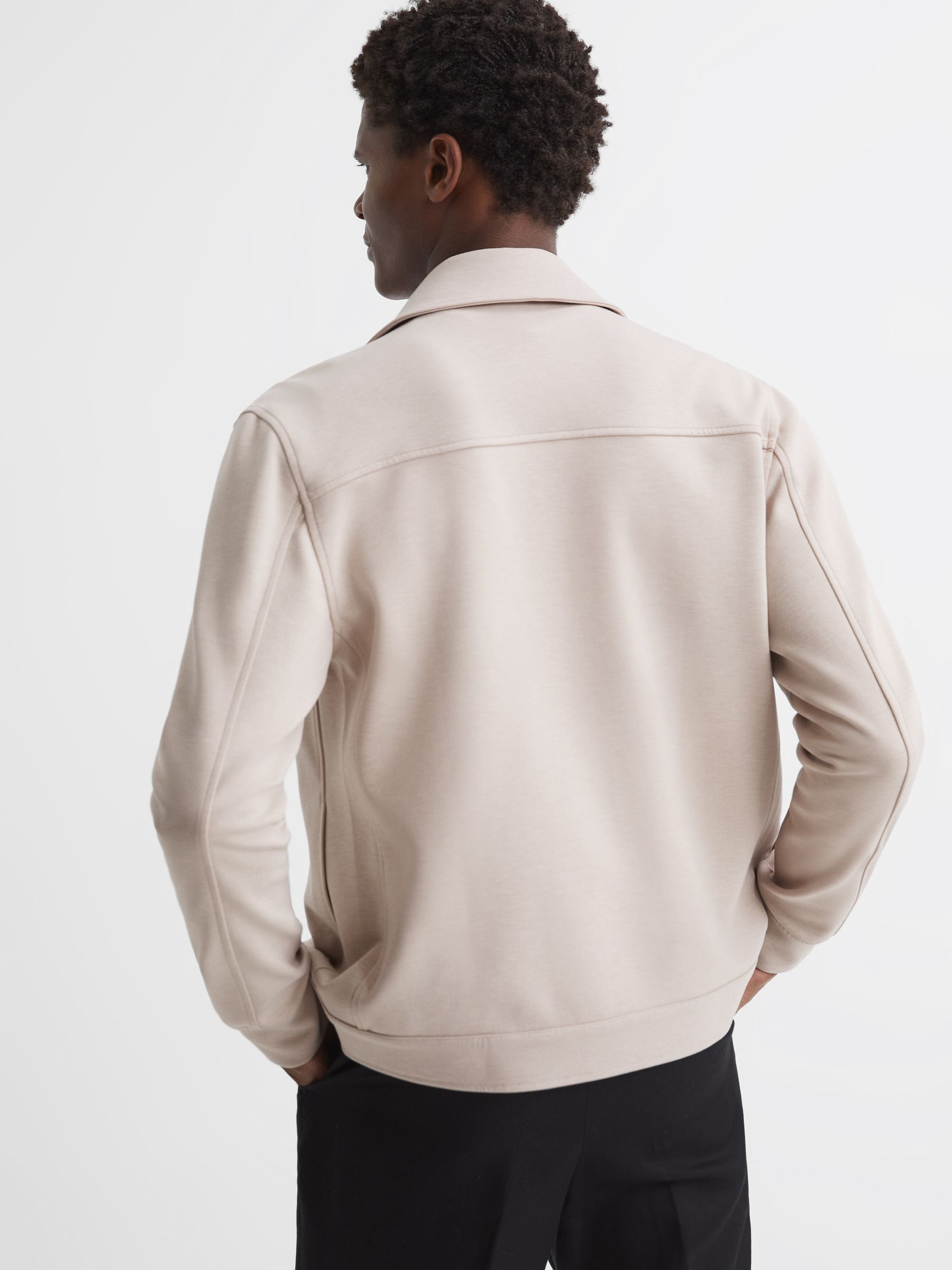 Jersey Interlock Overshirt in Oatmeal - Image 5 of 5