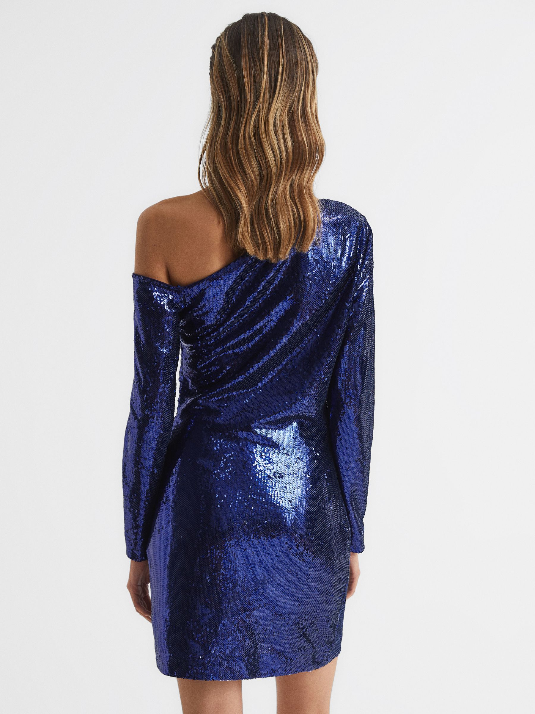 Sequined Mini Dress in Blue - Image 5 of 6