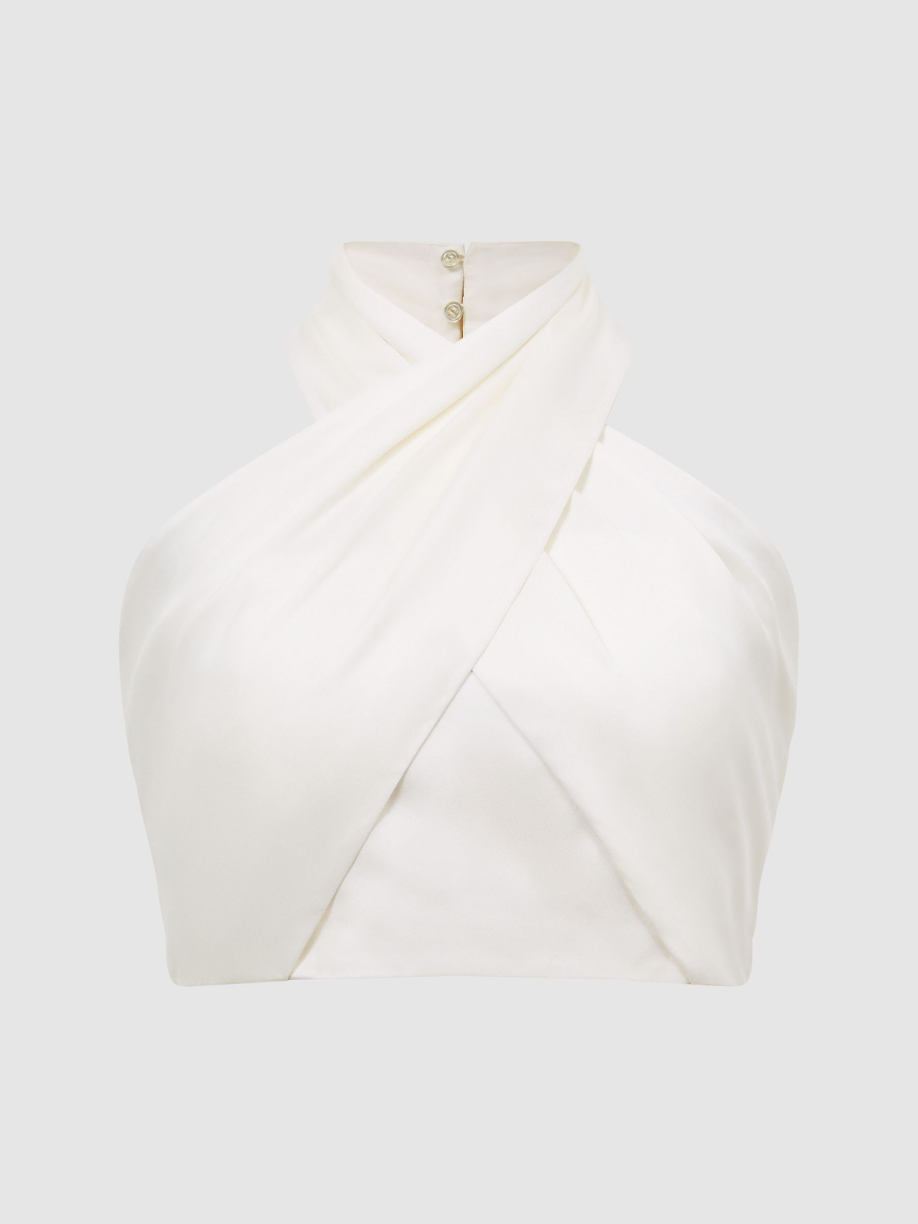 Cropped Halter Occasion Top in White - Image 2 of 7