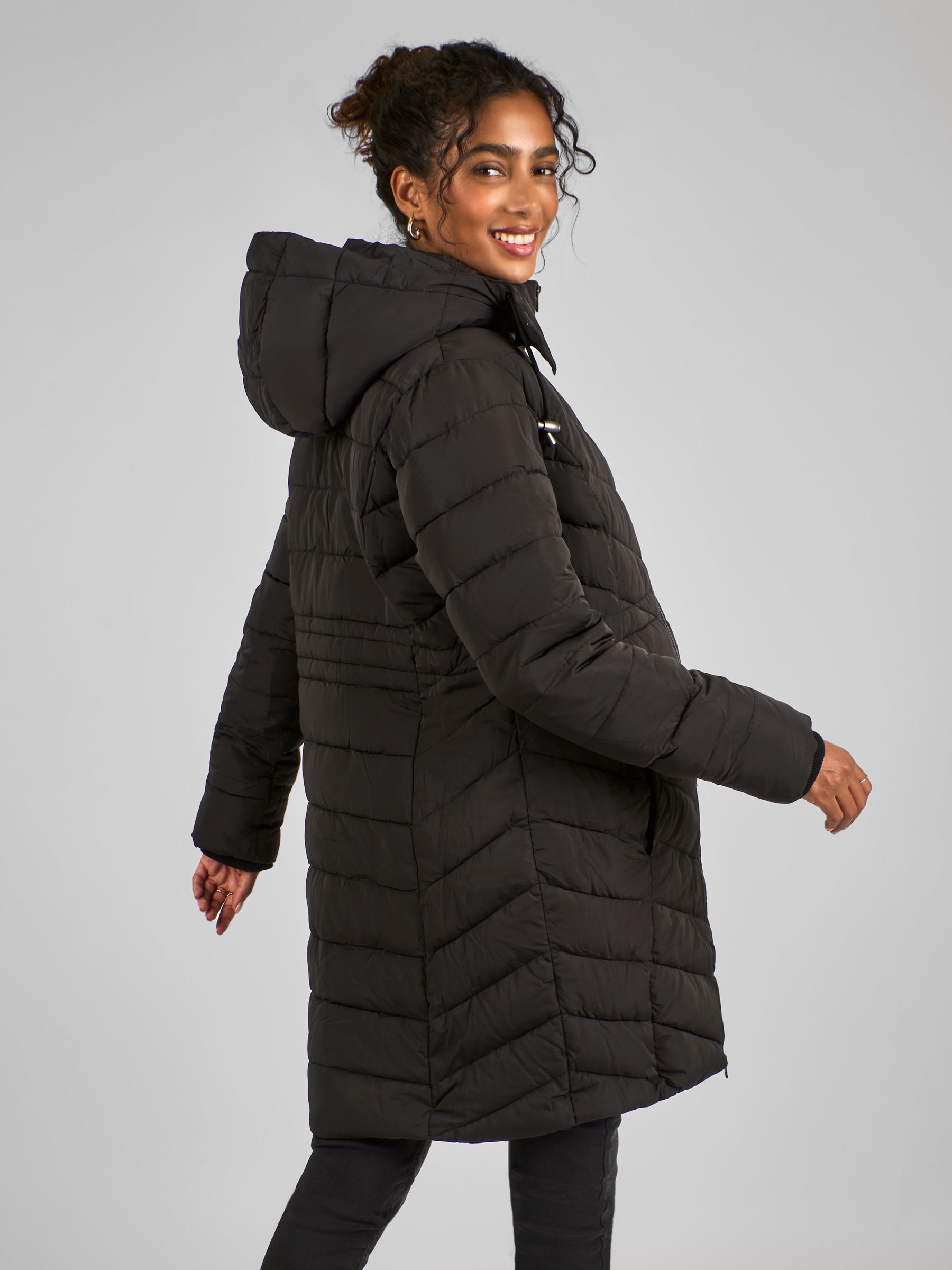 Black 2-in-1 Maternity Puffer Coat - Image 3 of 5