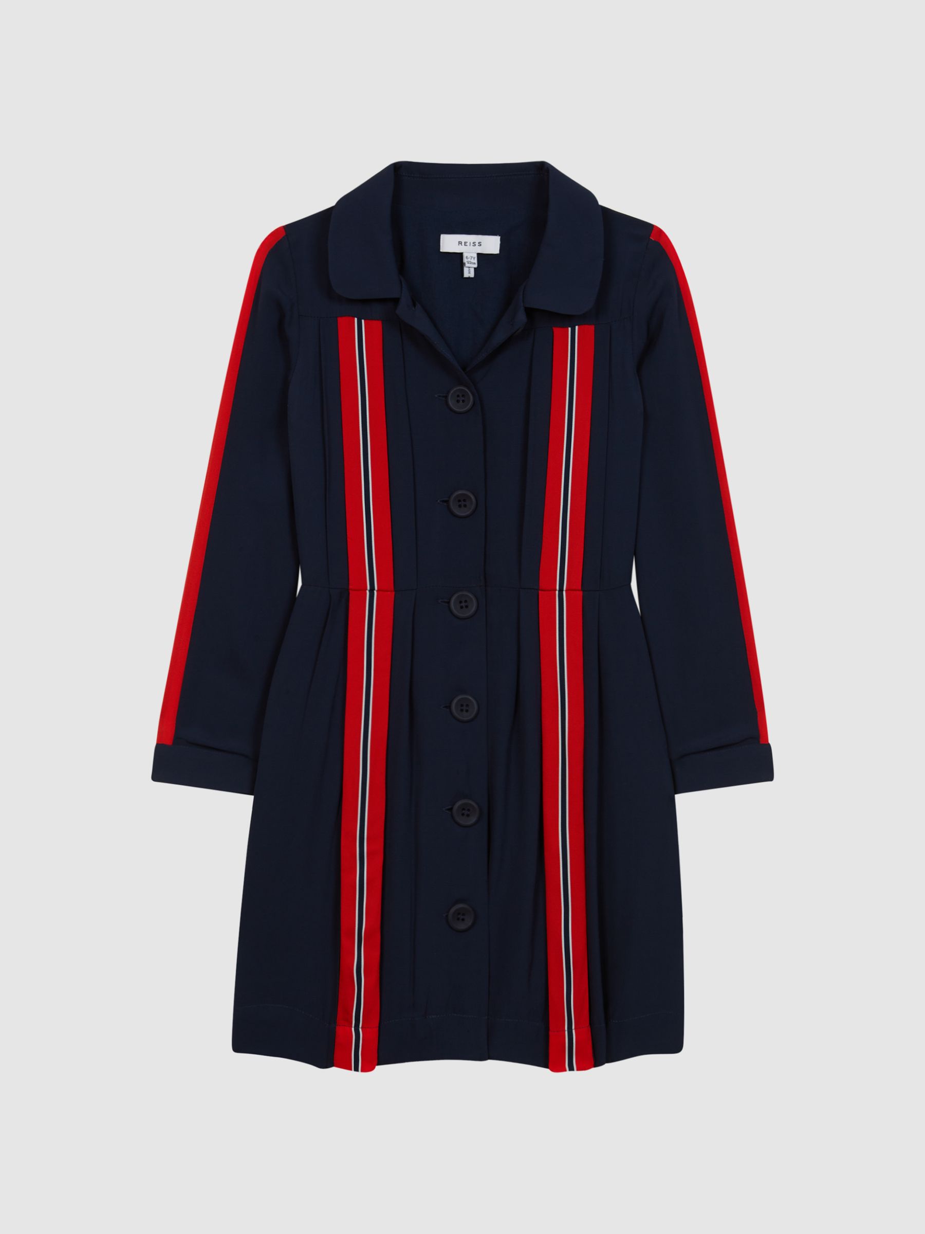 4-9 yrs Long Sleeve Button Front Dress in Navy - Image 2 of 7 4-9 yrs Long Sleeve Button Front Dress in Navy - Image 2 of 7