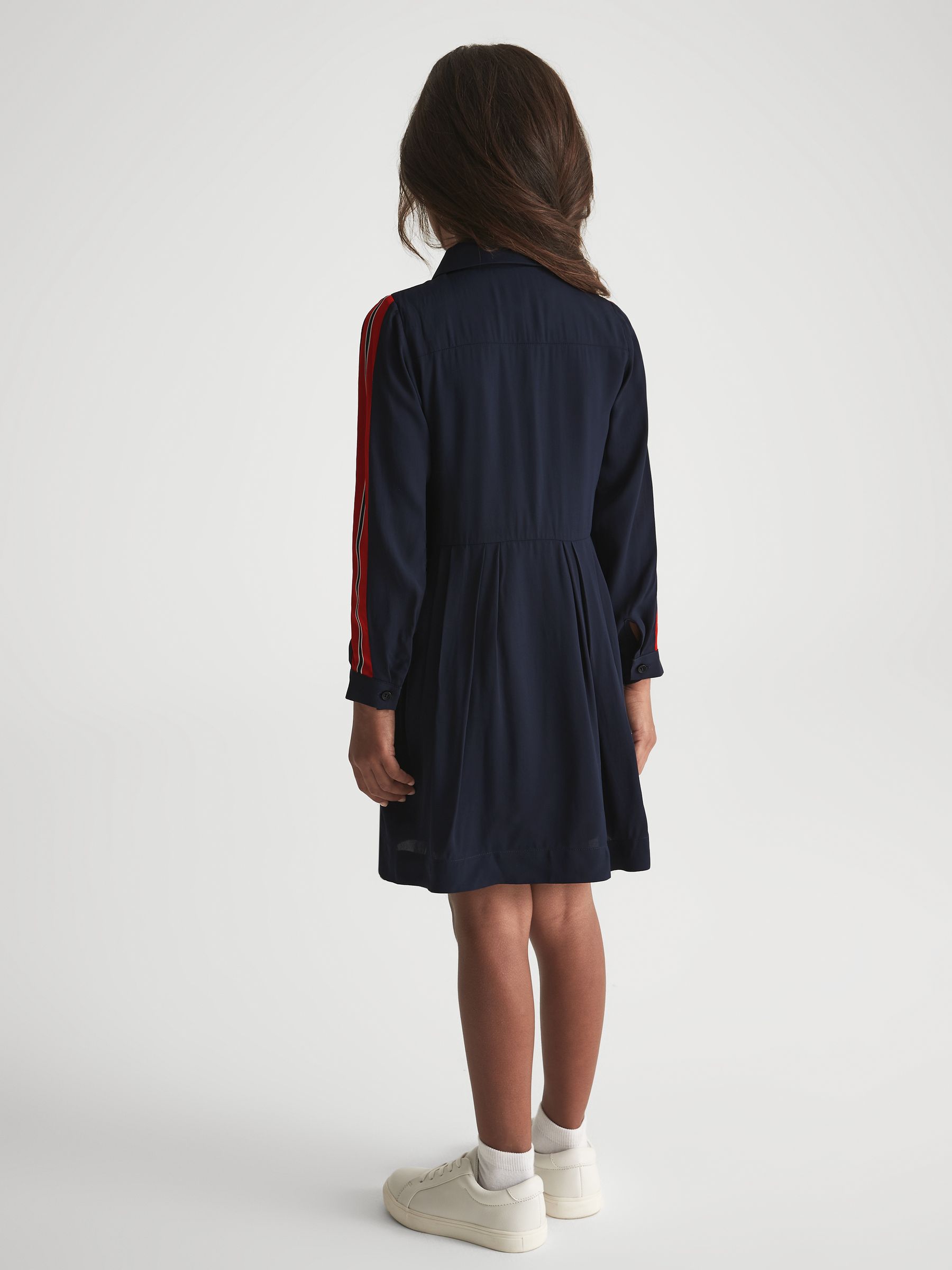 4-9 yrs Long Sleeve Button Front Dress in Navy - Image 5 of 7