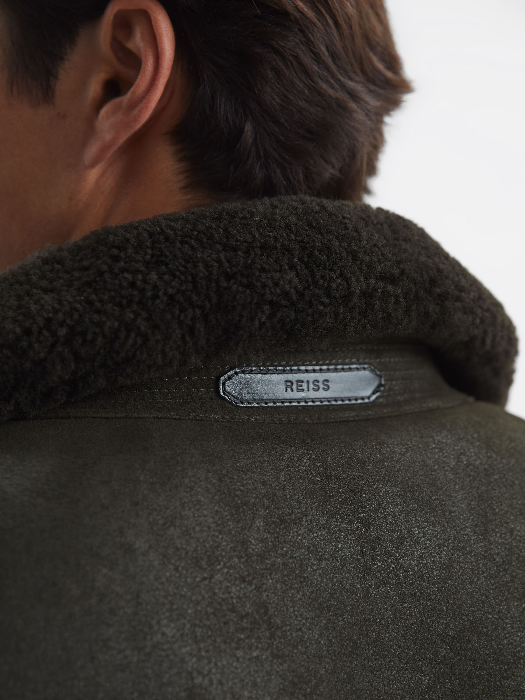 Suede Western Shearling Jacket in Forest Green - Image 6 of 6