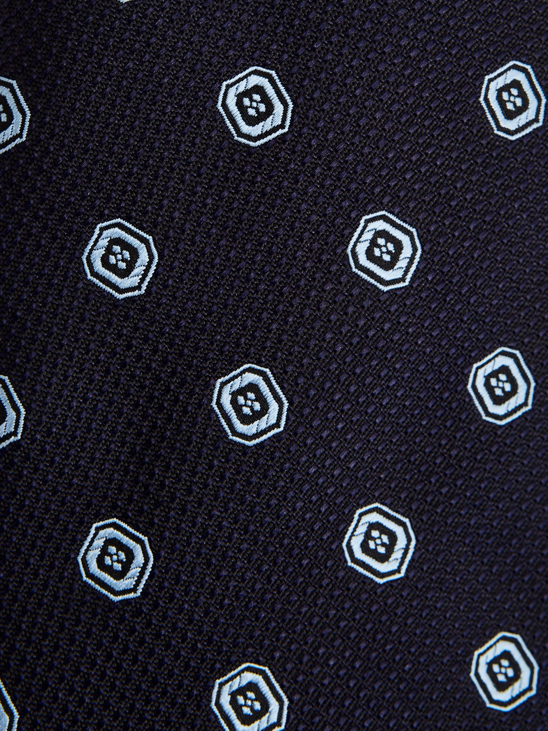 Medallion Jacquard Print Silk Tie in Navy - Image 6 of 6