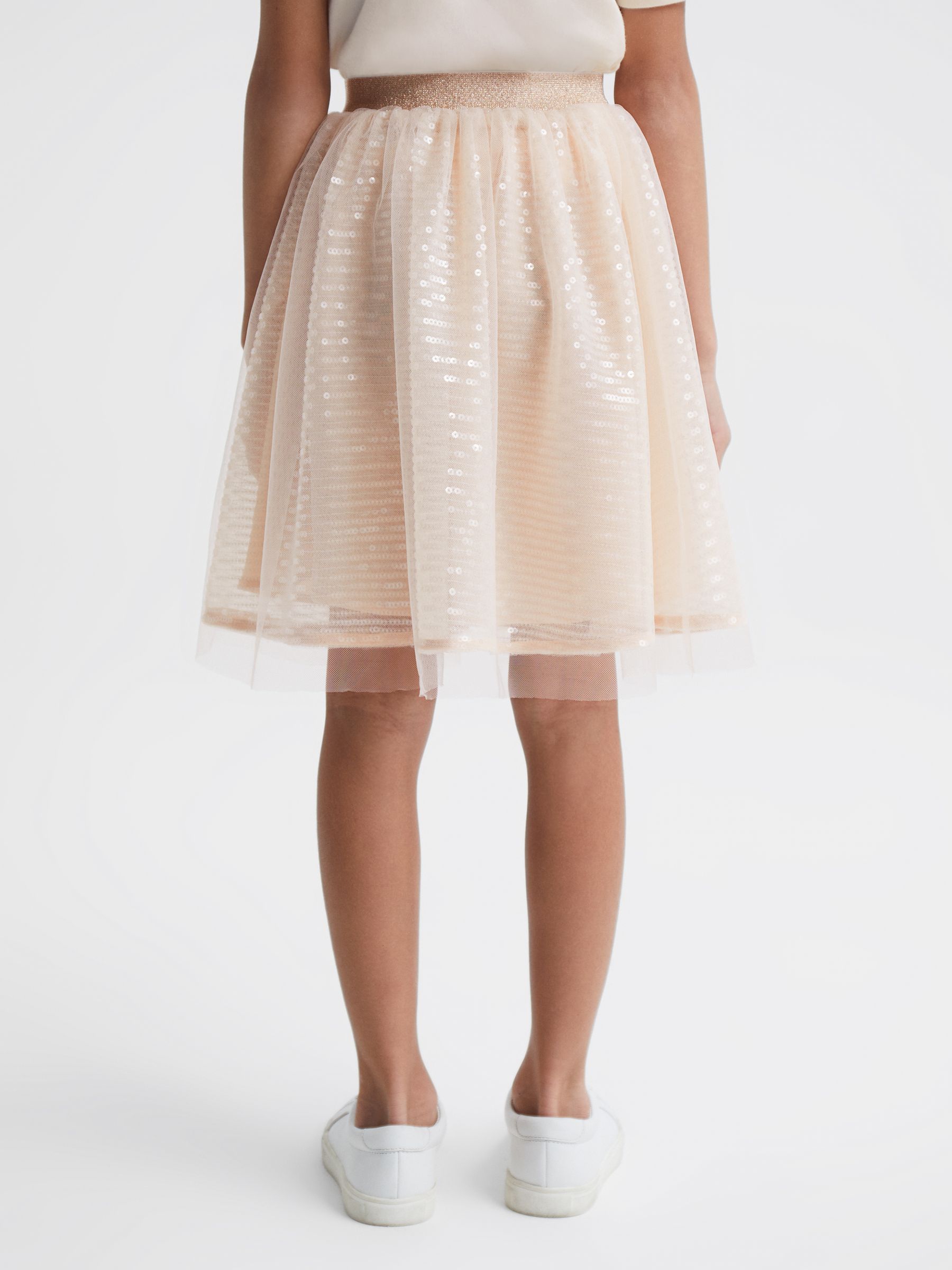 4-9 yrs Sequin Midi Skirt in Pale Pink - Image 5 of 6