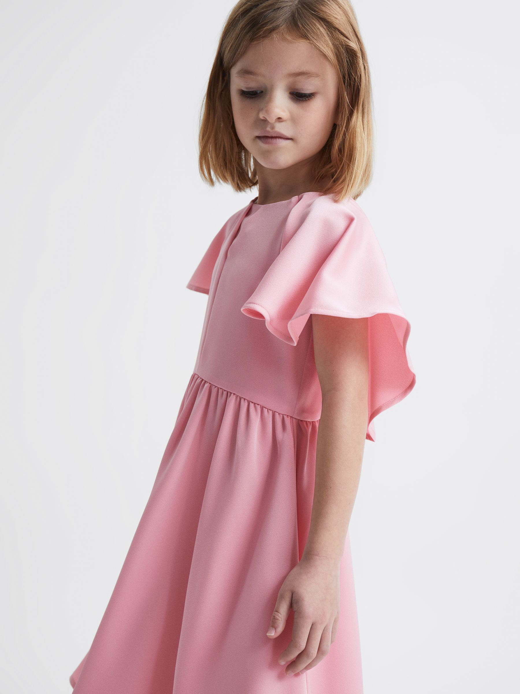 Satin Midi Dress in Pink - Image 1 of 6 Satin Midi Dress in Pink - Image 1 of 6