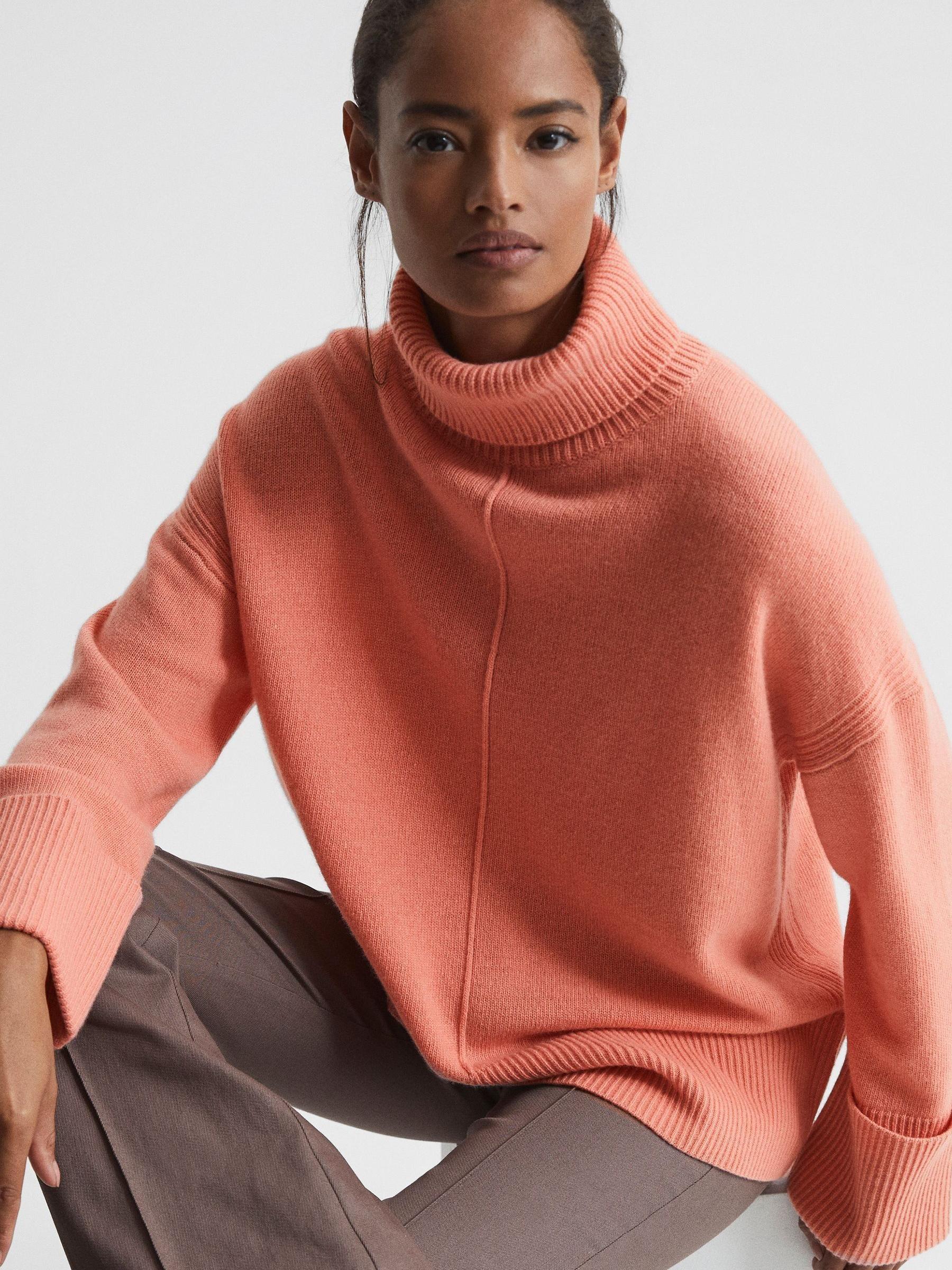 Wool-Cashmere Roll-Neck Jumper in Pink - Image 1 of 6 Wool-Cashmere Roll-Neck Jumper in Pink - Image 1 of 6