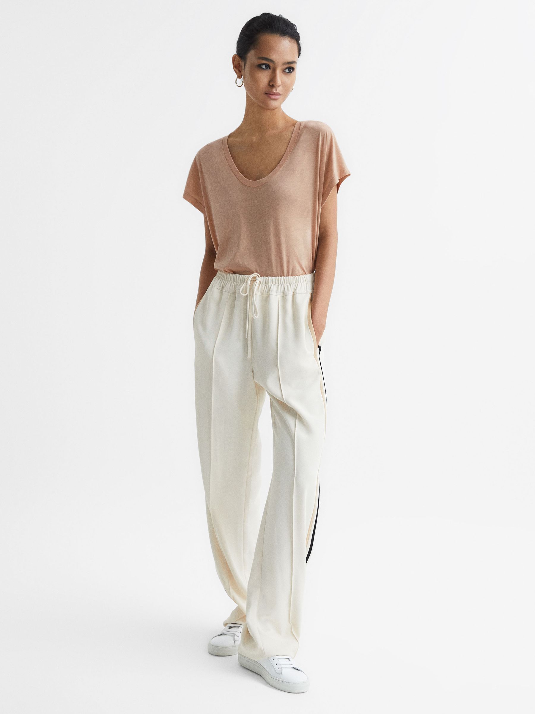 Scoop Neck Pima Cotton T-Shirt in Nude - Image 6 of 7