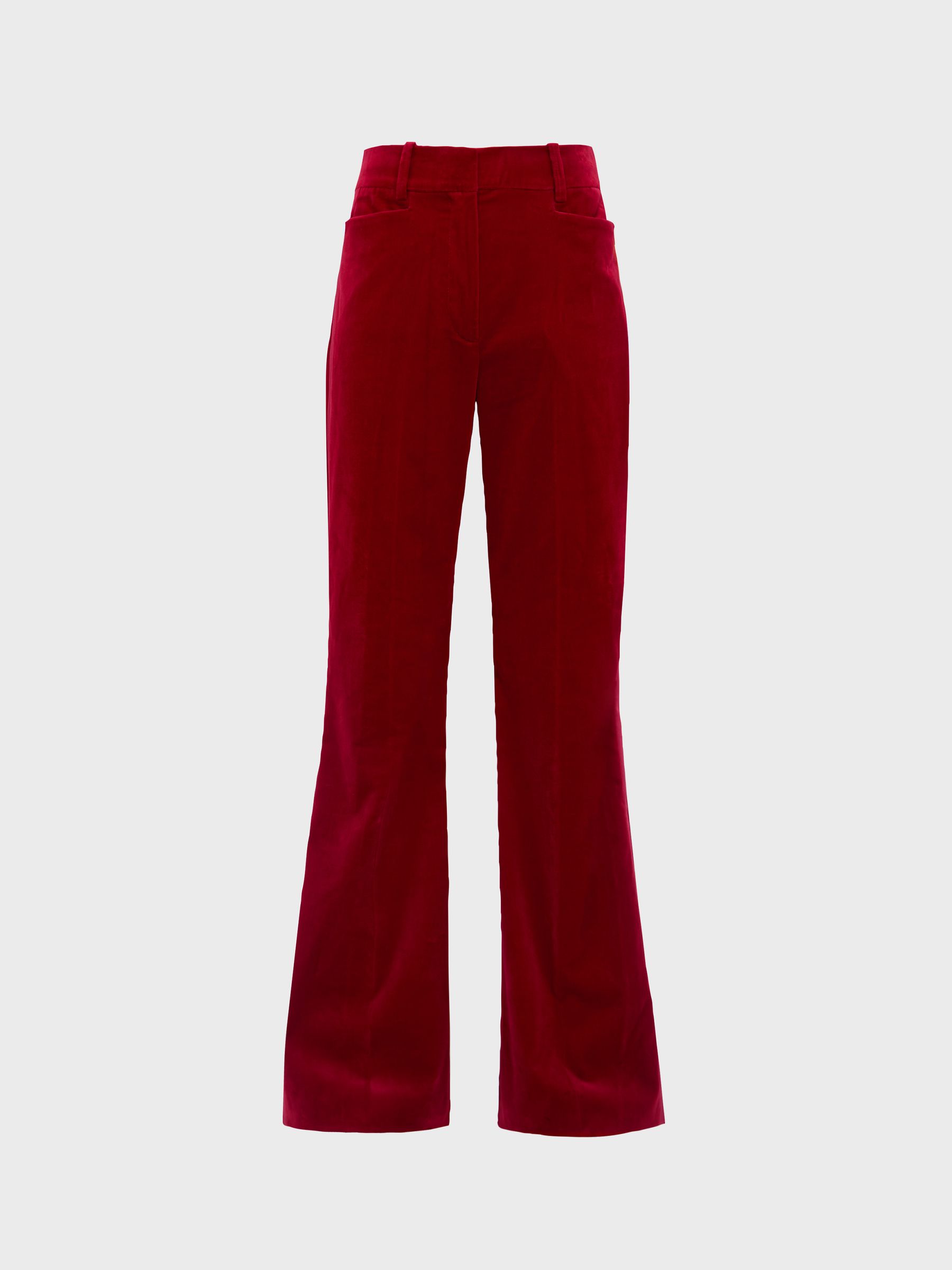Velvet Flared Trousers in Red - Image 2 of 6
