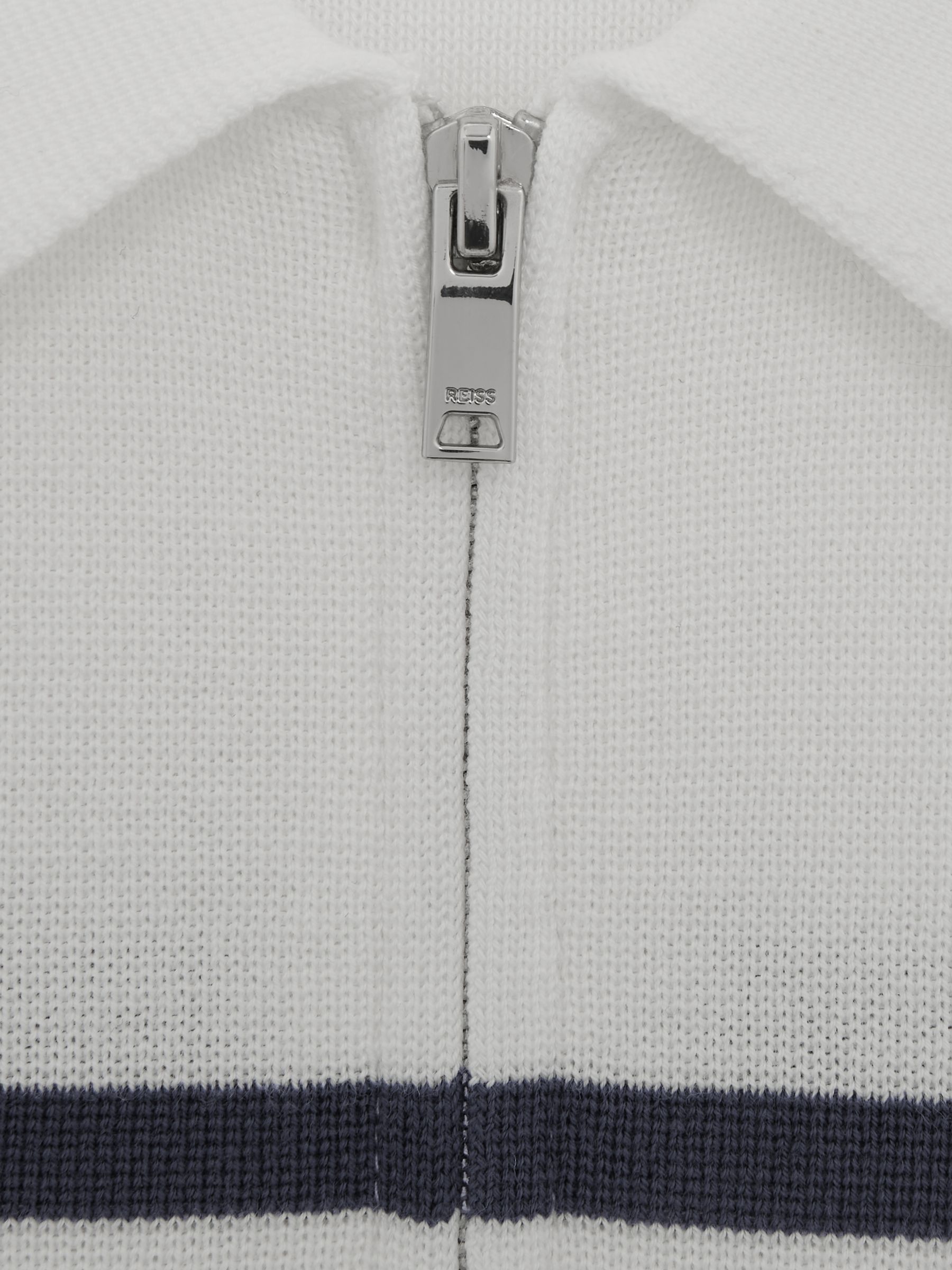 Senior Slim Fit Half Zip Colourblock Polo Shirt in Airforce Blue - Image 6 of 6