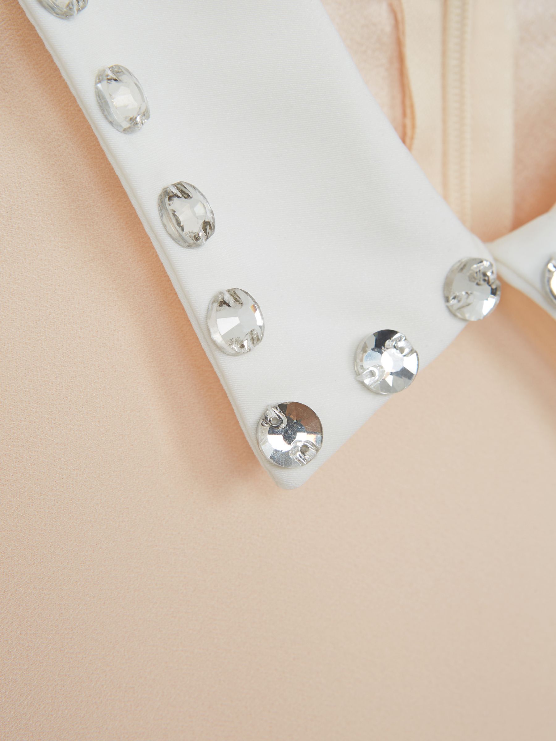 4-9 yrs Diamante Collar Fit And Flare Dress in Nude - 圖片 6/6