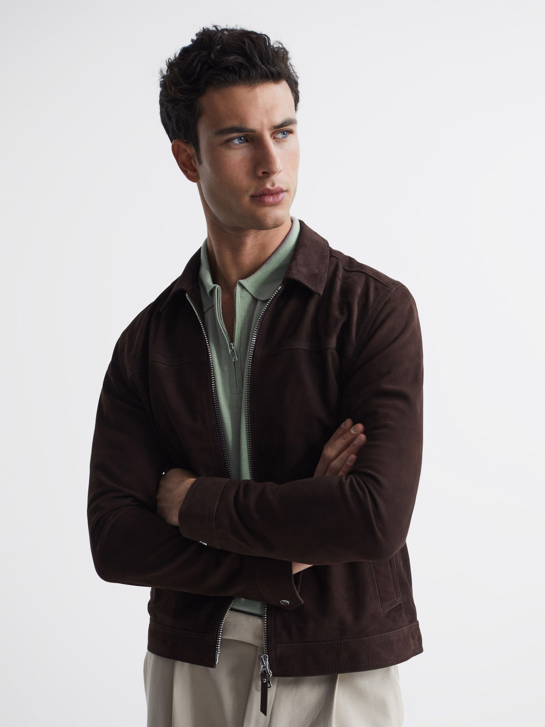 Merino Wool Half-Zip Polo Shirt in Apple - Image 6 of 6