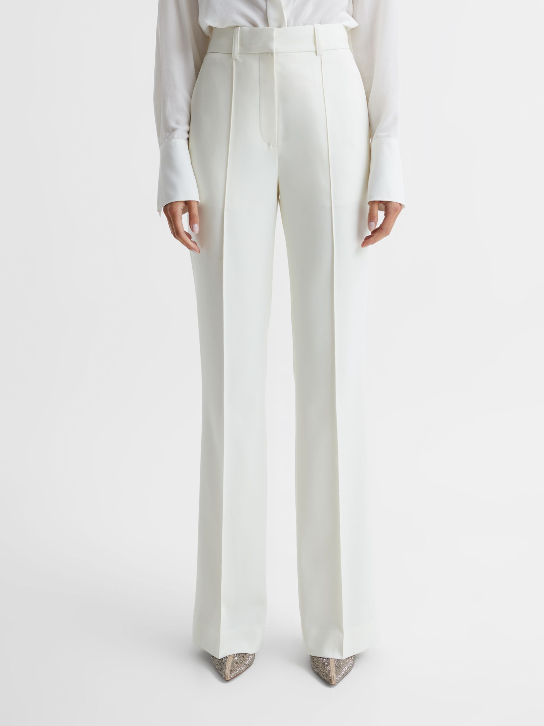 Petite Flared Tuxedo Trousers in White - Image 1 of 8