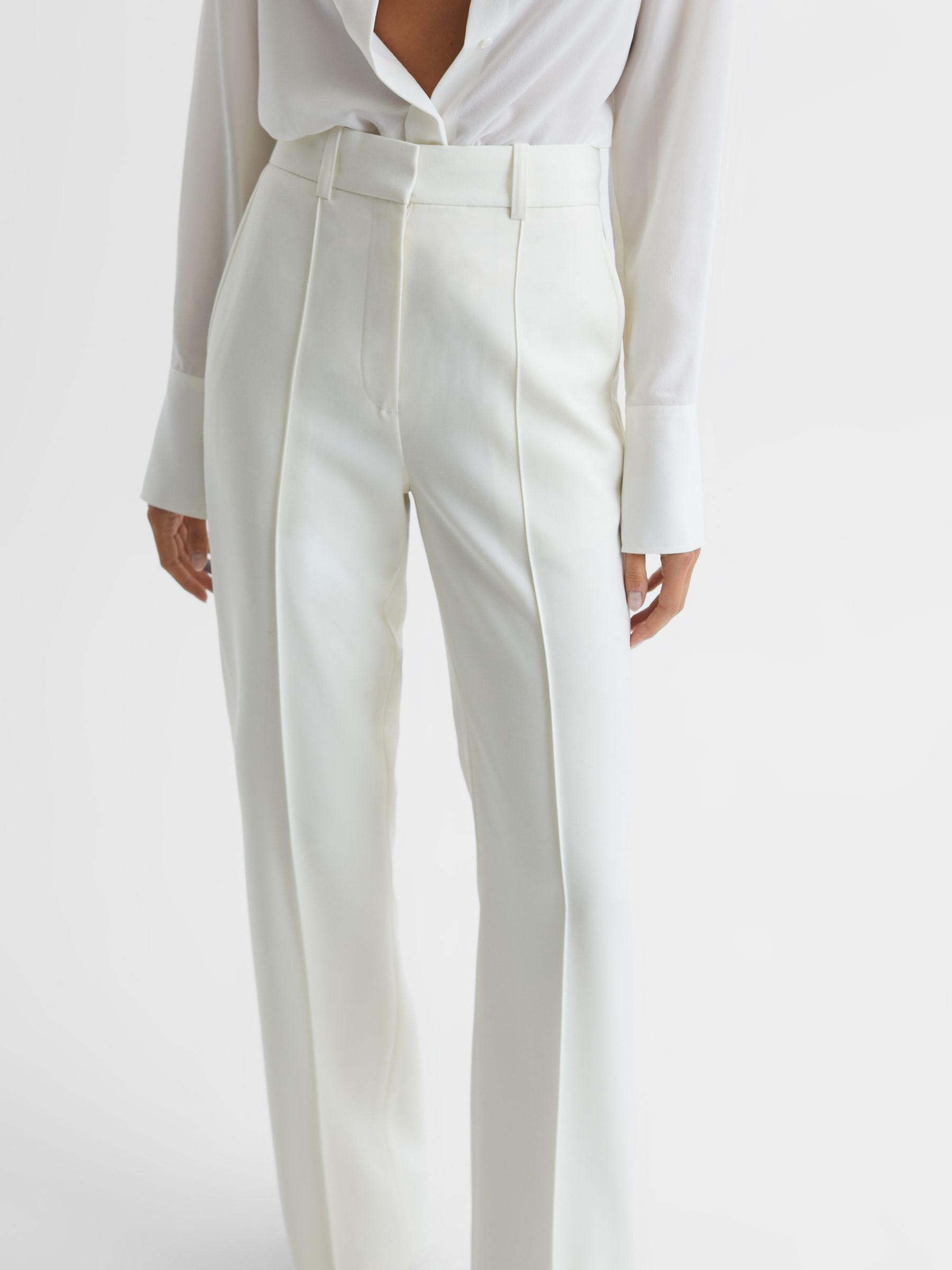 Petite Flared Tuxedo Trousers in White - Image 4 of 8