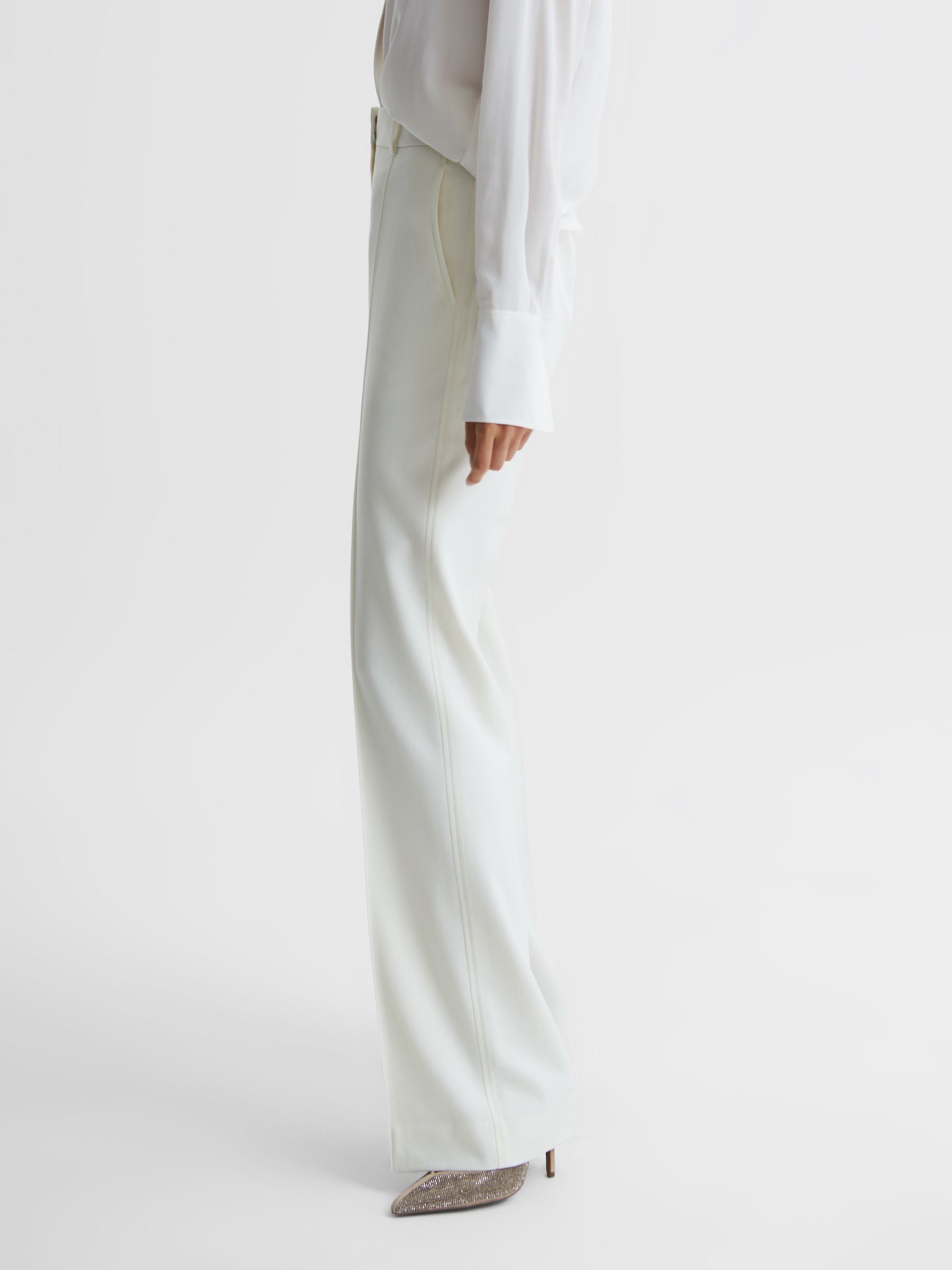 Petite Flared Tuxedo Trousers in White - Image 6 of 8