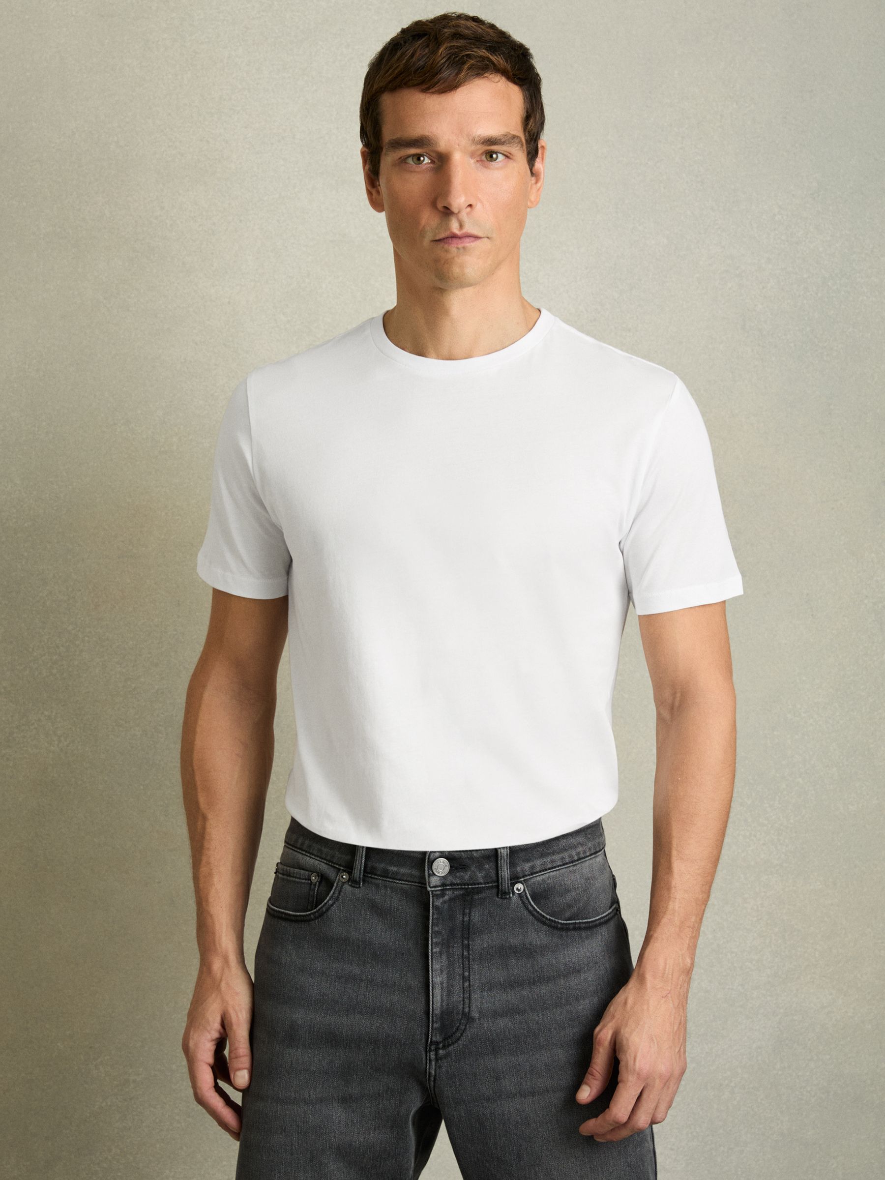 Crew Neck T-Shirt in White - Image 1 of 6