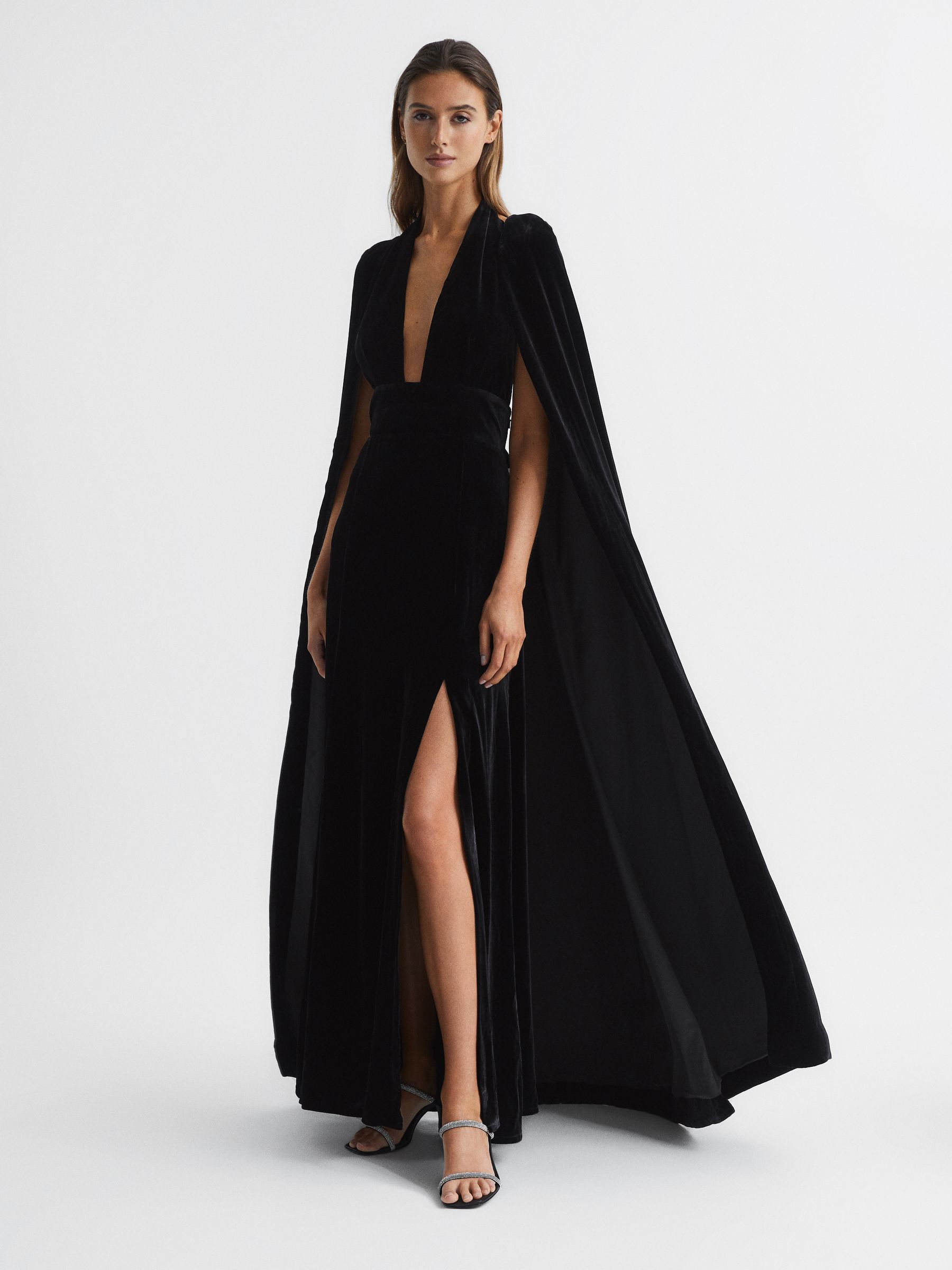 Reiss Velvet Maxi Dress in Black REISS